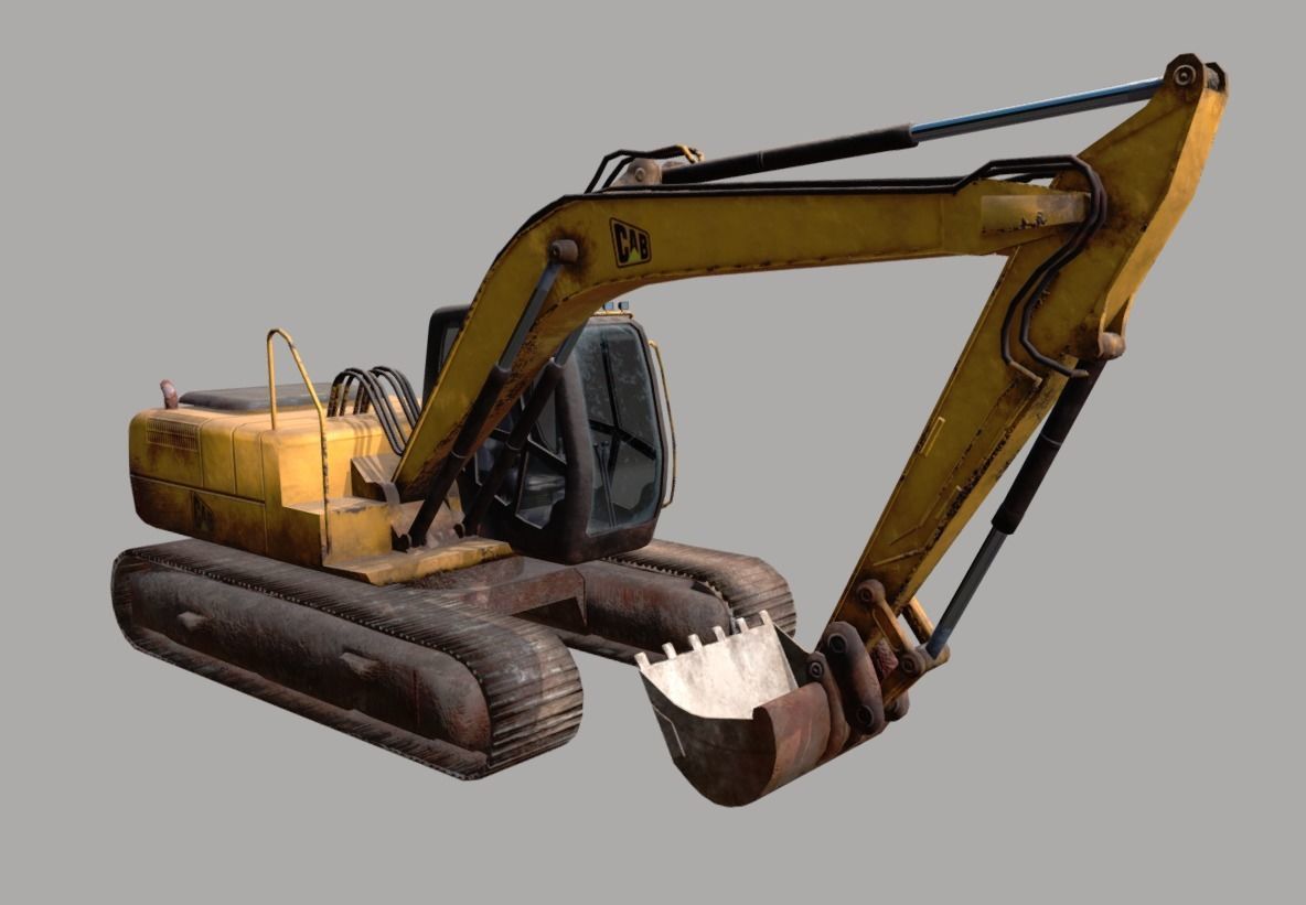 Excavator Low-poly 3D model_7