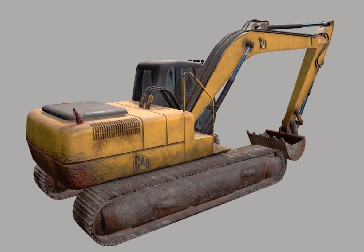 Excavator Low-poly 3D model_6