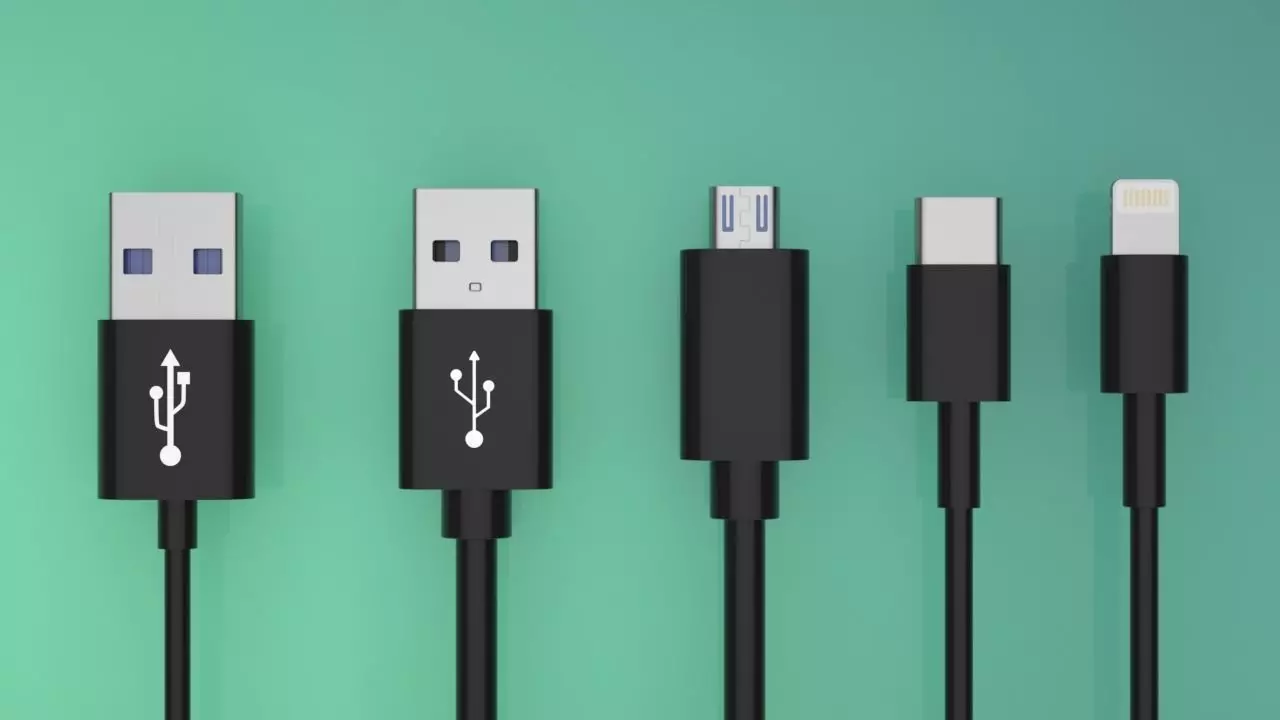 USB-A type c USB Micro USB Lightning 3D model