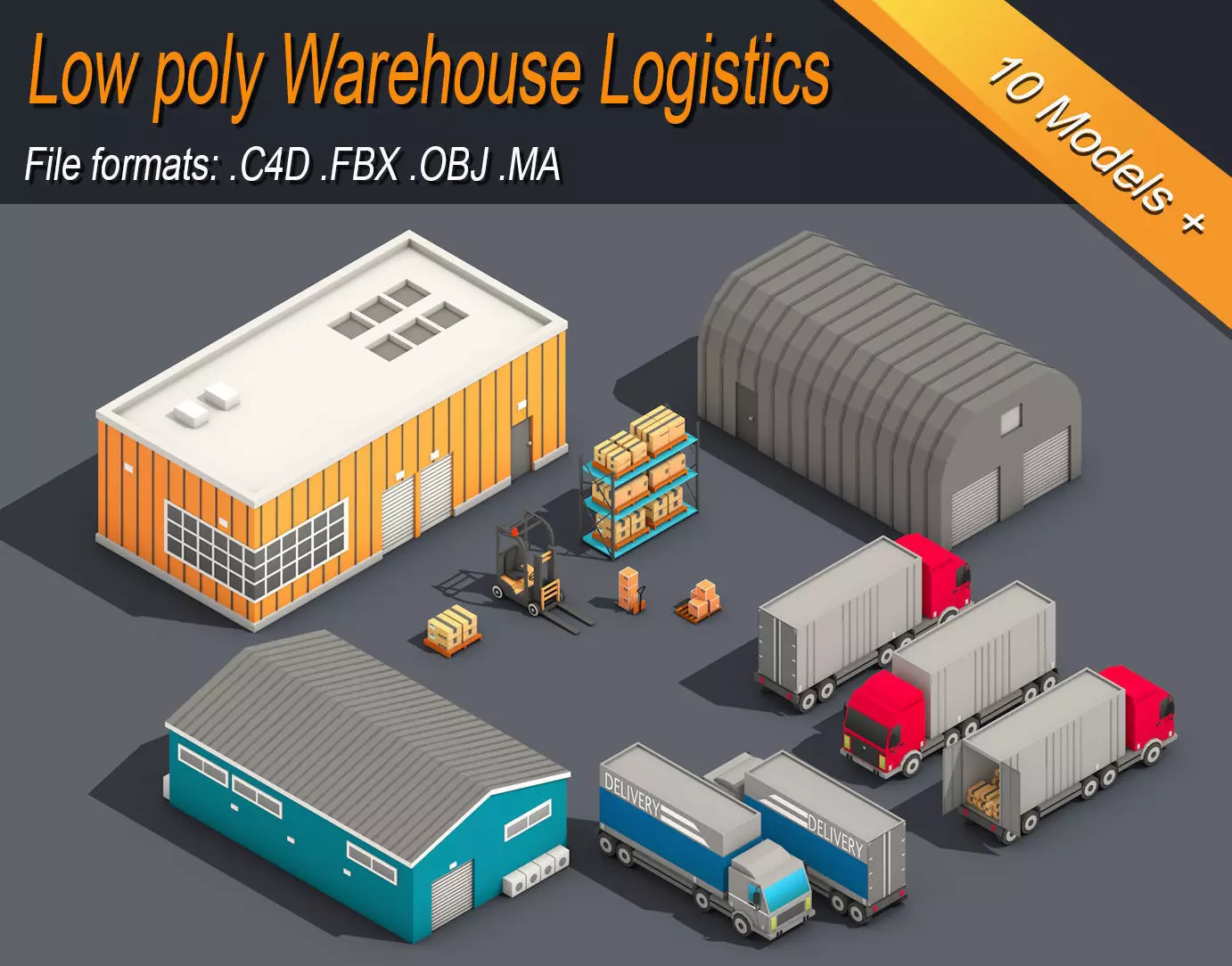 Low Poly Warehouse Logistics Isometric Low-poly 3D model_0