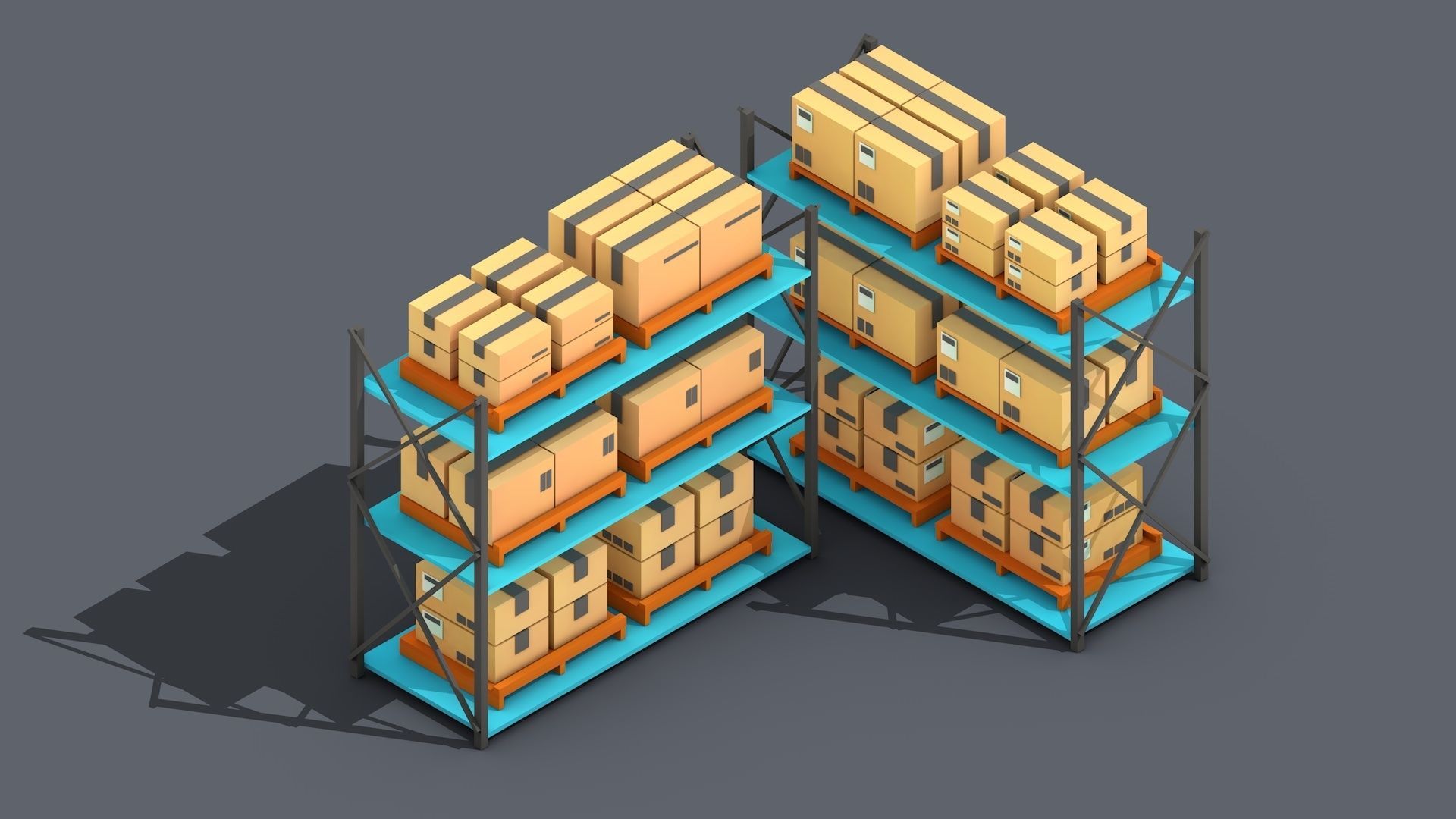 Low Poly Warehouse Logistics Isometric Low-poly 3D model_5