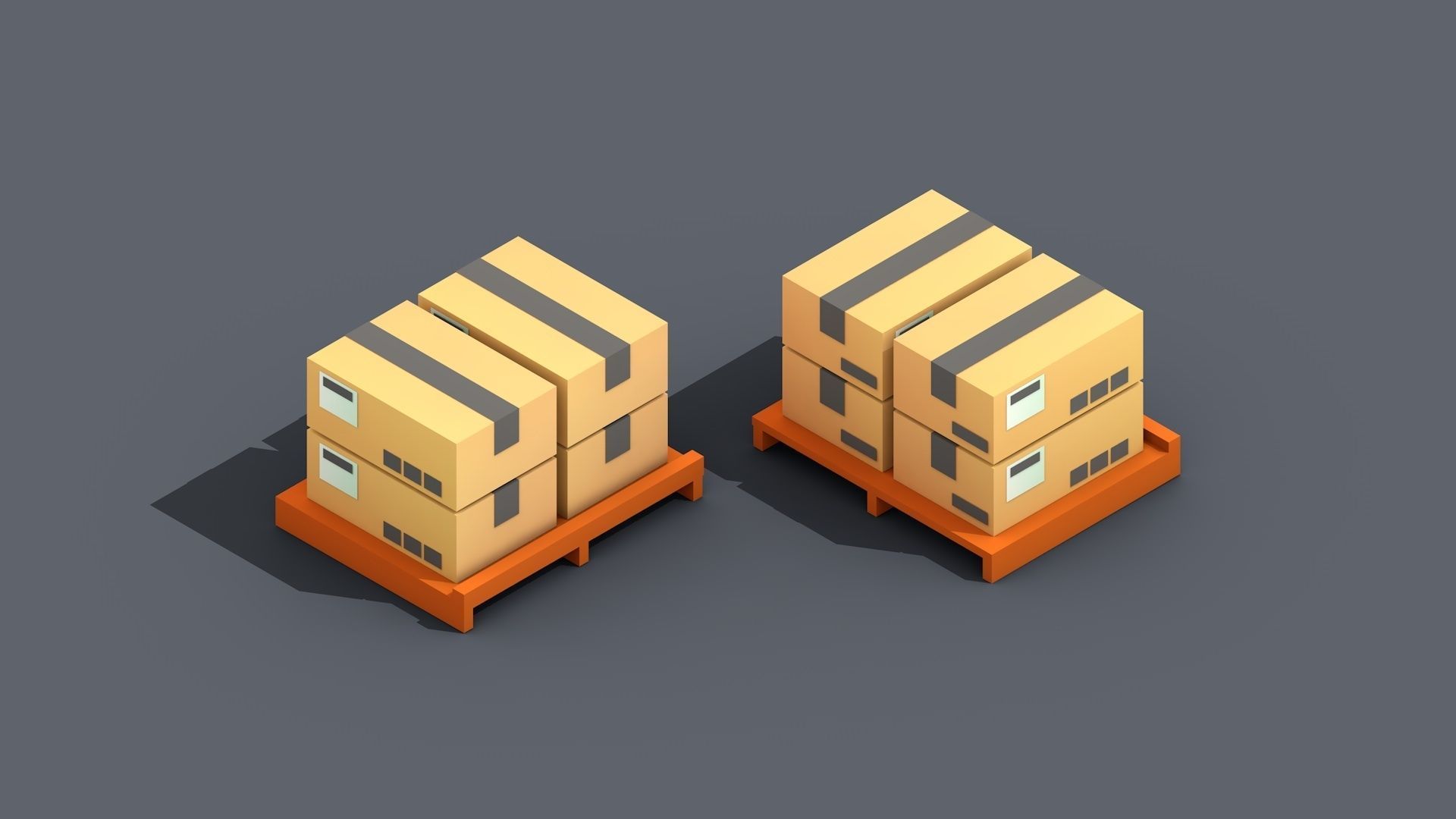 Low Poly Warehouse Logistics Isometric Low-poly 3D model_3