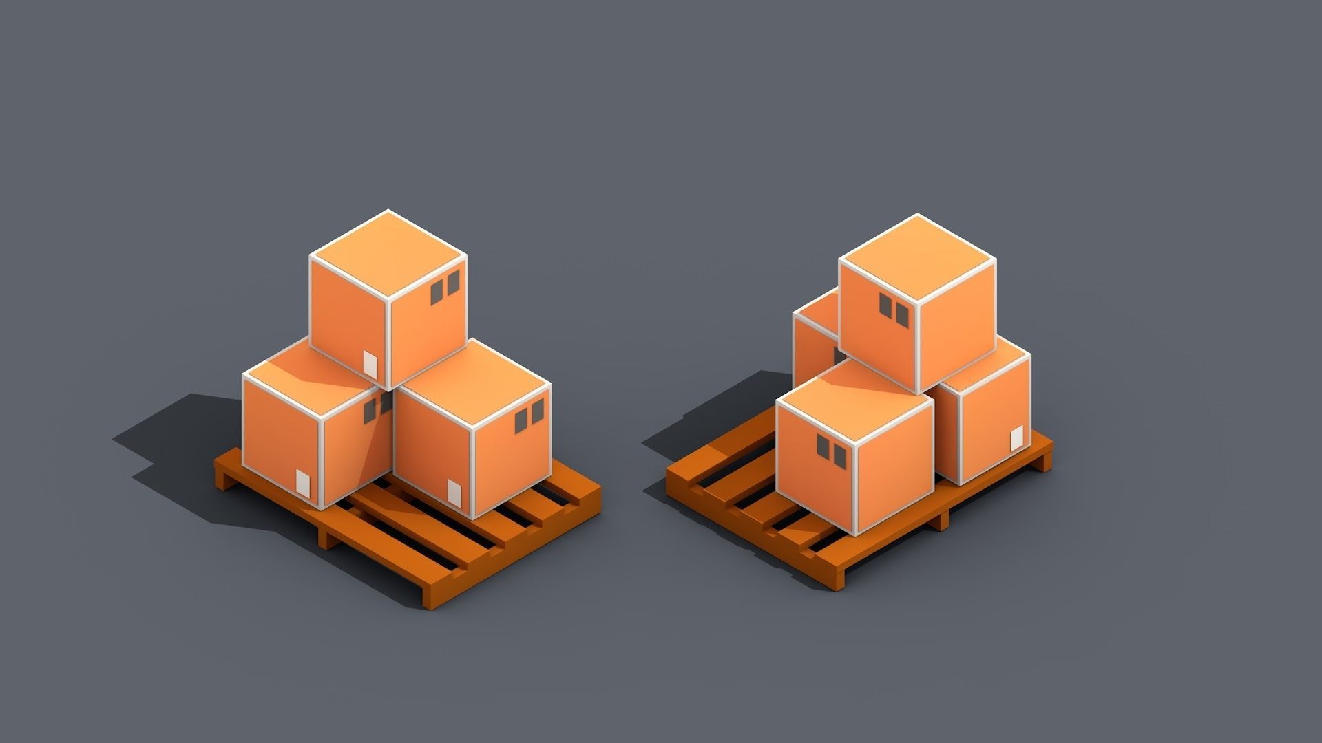 Low Poly Warehouse Logistics Isometric Low-poly 3D model_9