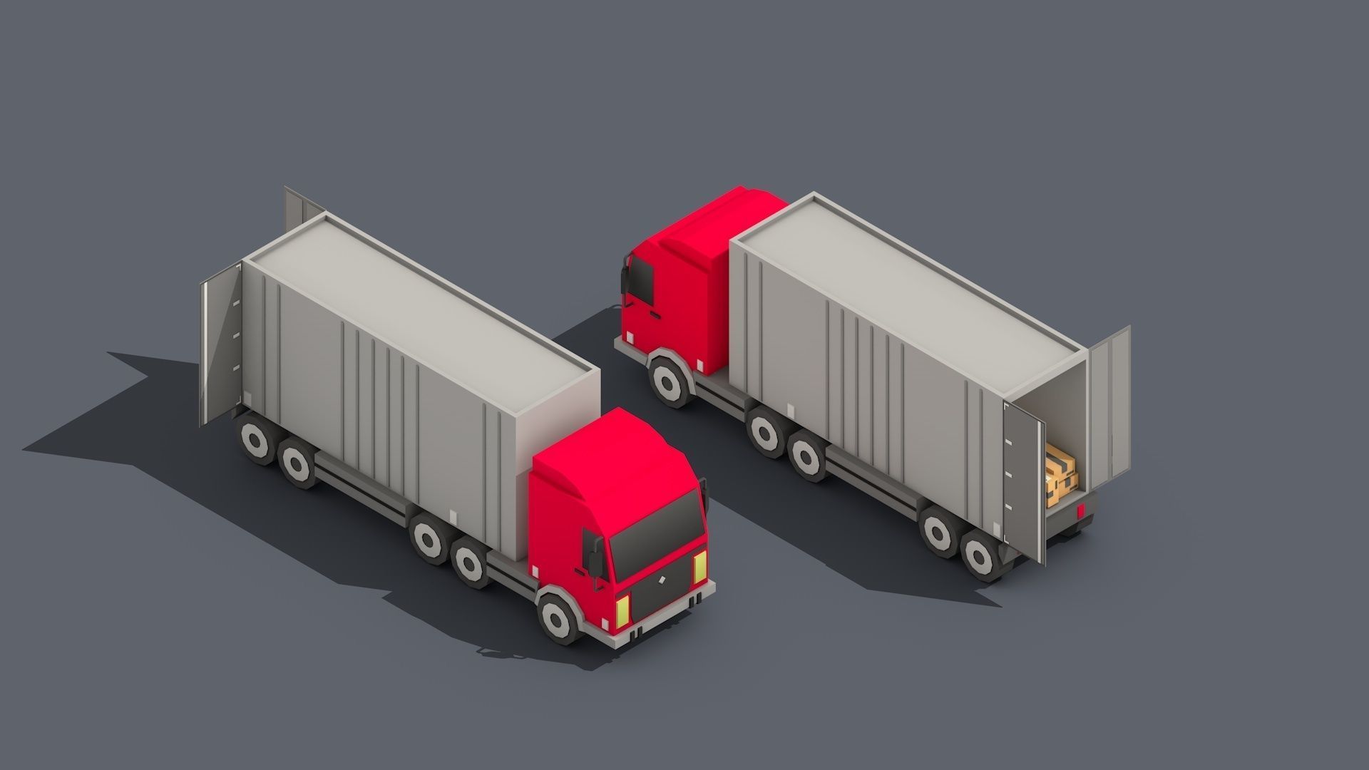 Low Poly Warehouse Logistics Isometric Low-poly 3D model_19