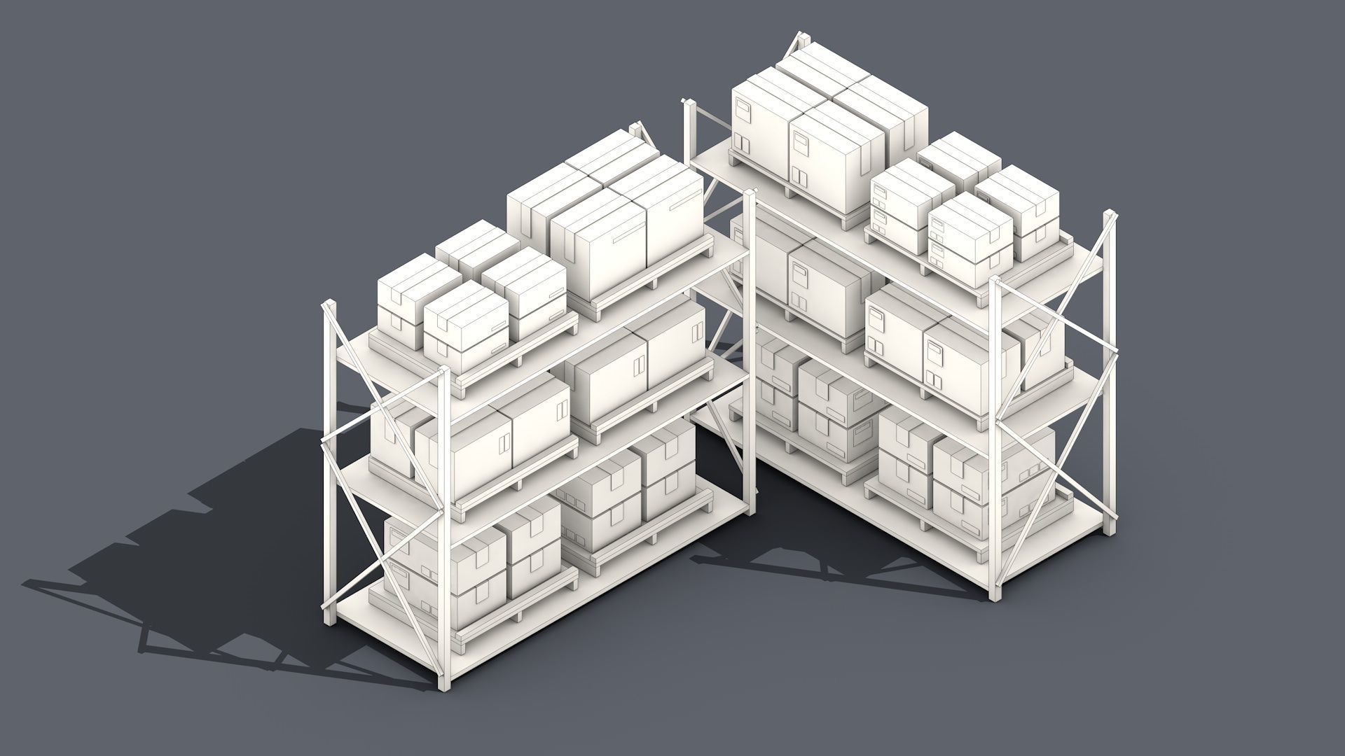 Low Poly Warehouse Logistics Isometric Low-poly 3D model_6