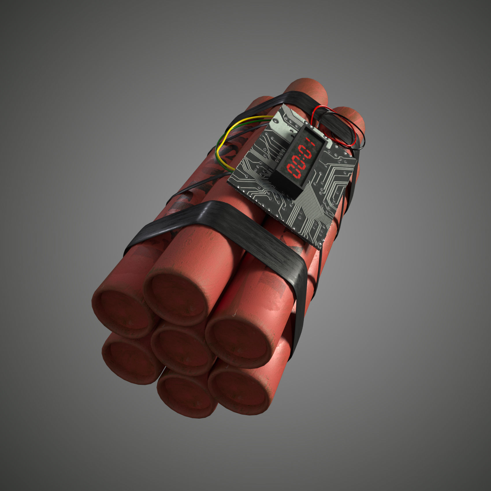 dynamite grenade with timer Low-poly 3D model_10