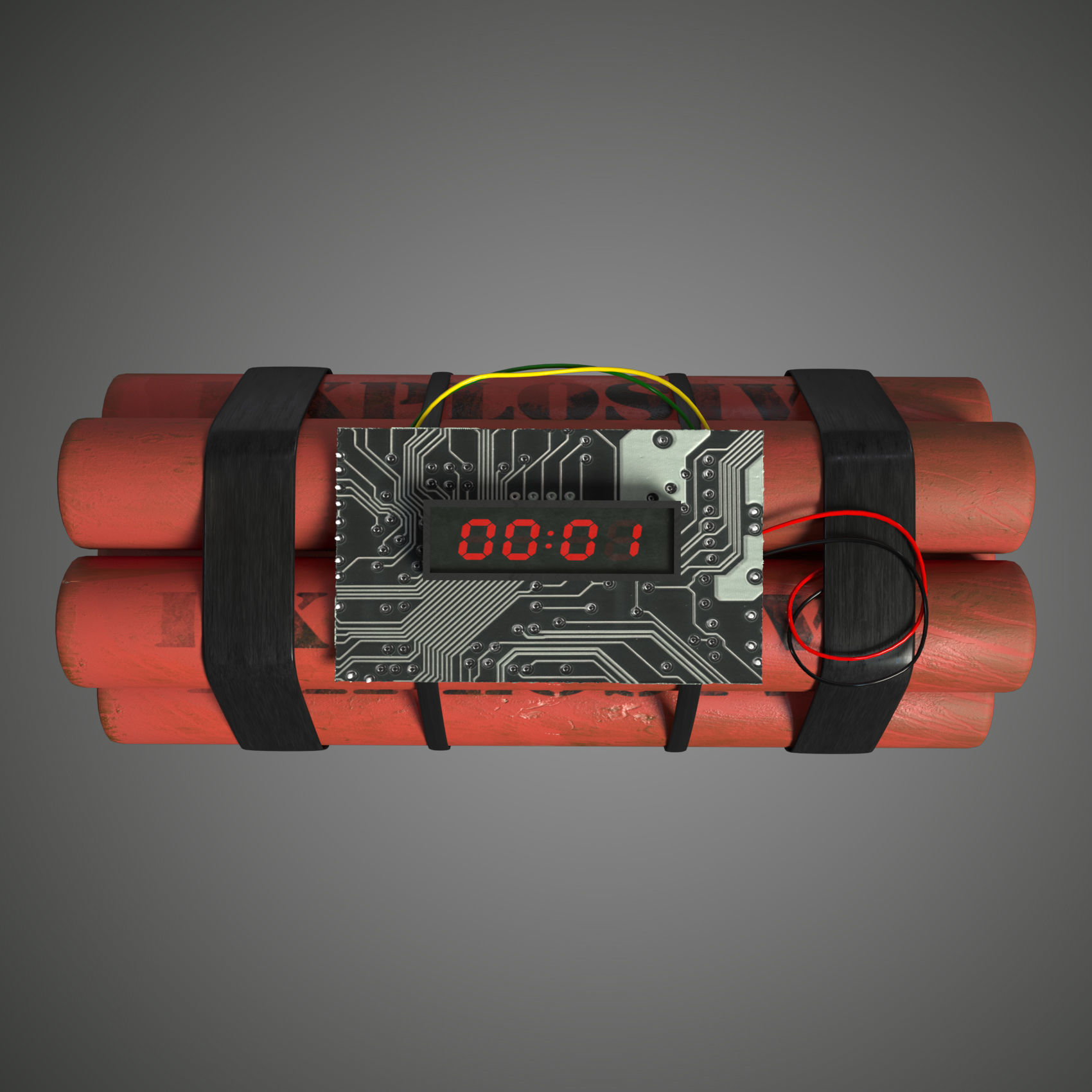 dynamite grenade with timer Low-poly 3D model_7
