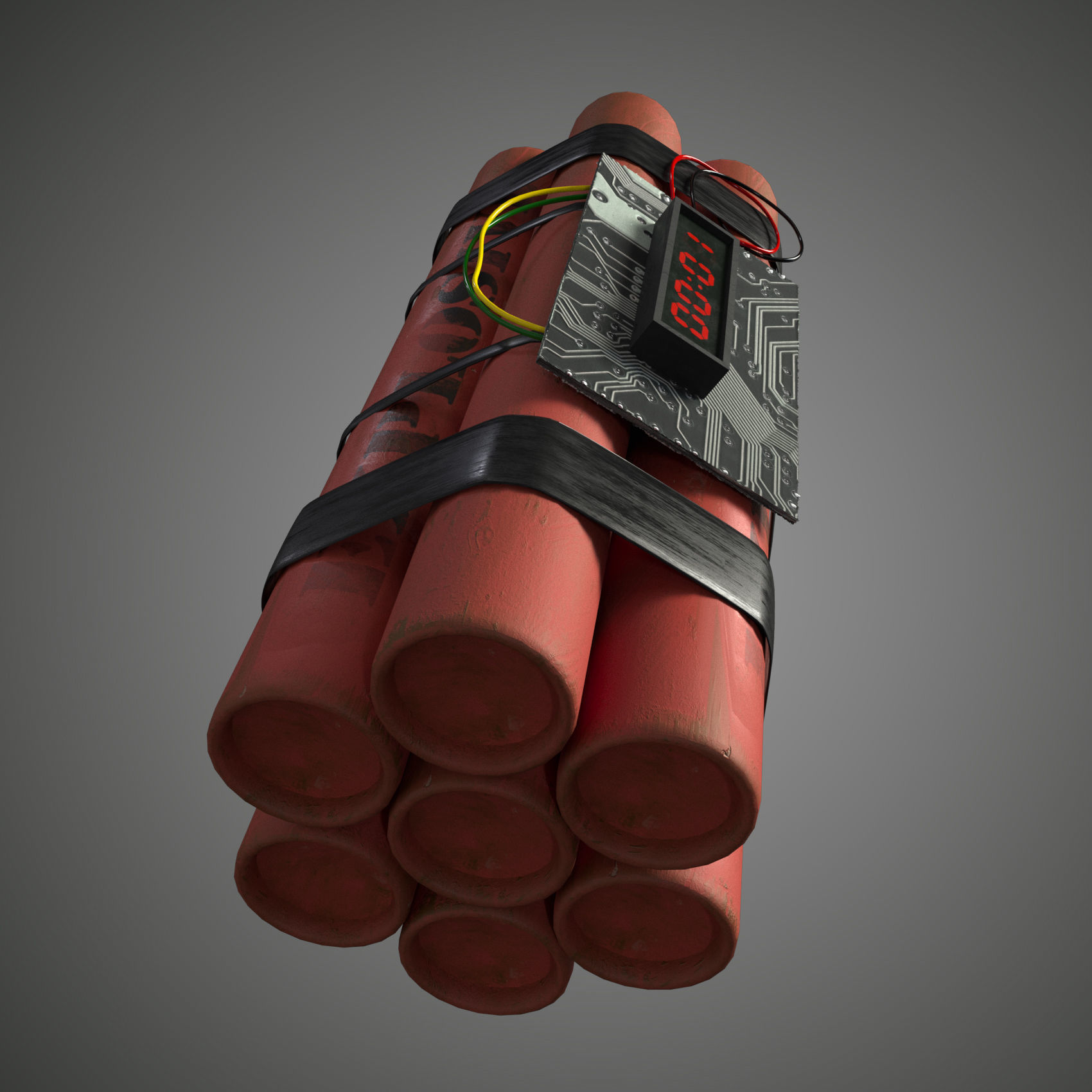 dynamite grenade with timer Low-poly 3D model_2