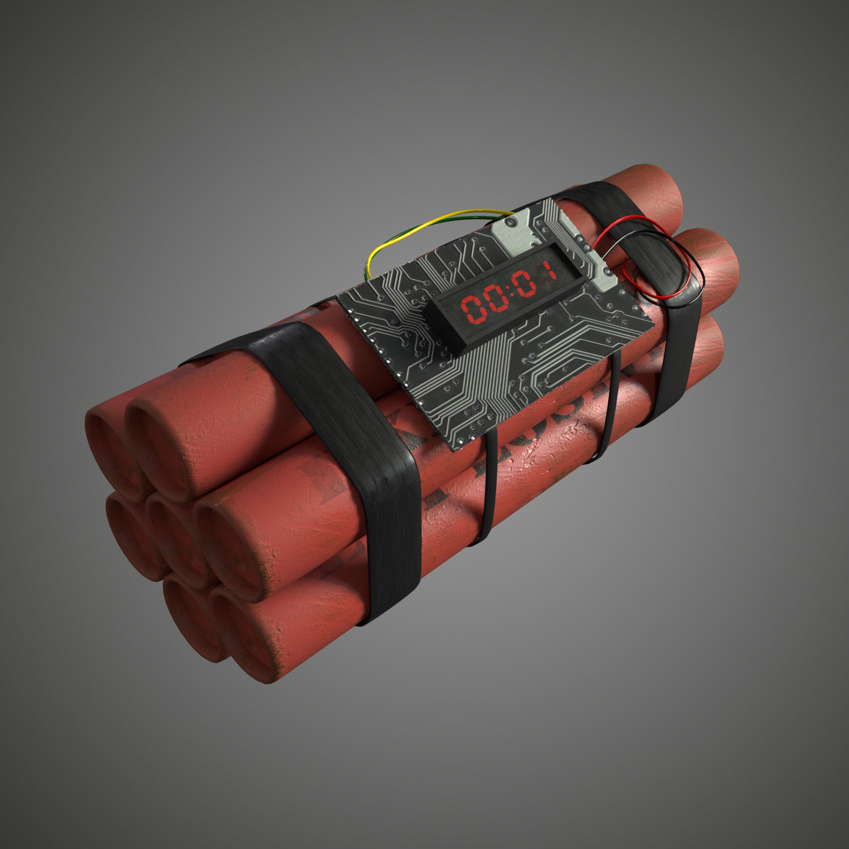 dynamite grenade with timer Low-poly 3D model_11