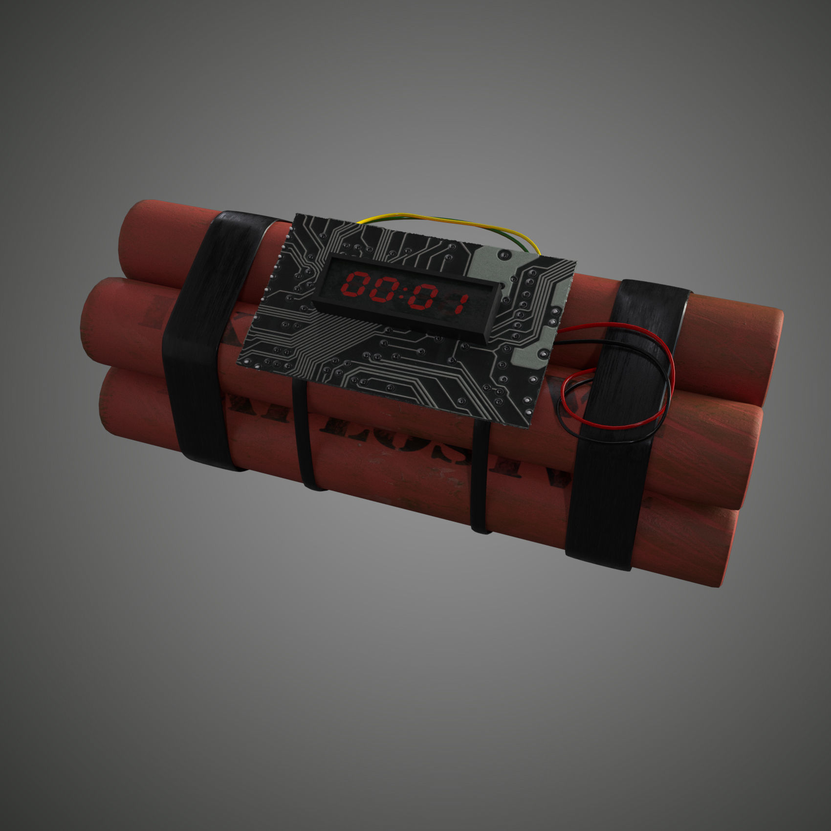 dynamite grenade with timer Low-poly 3D model_13