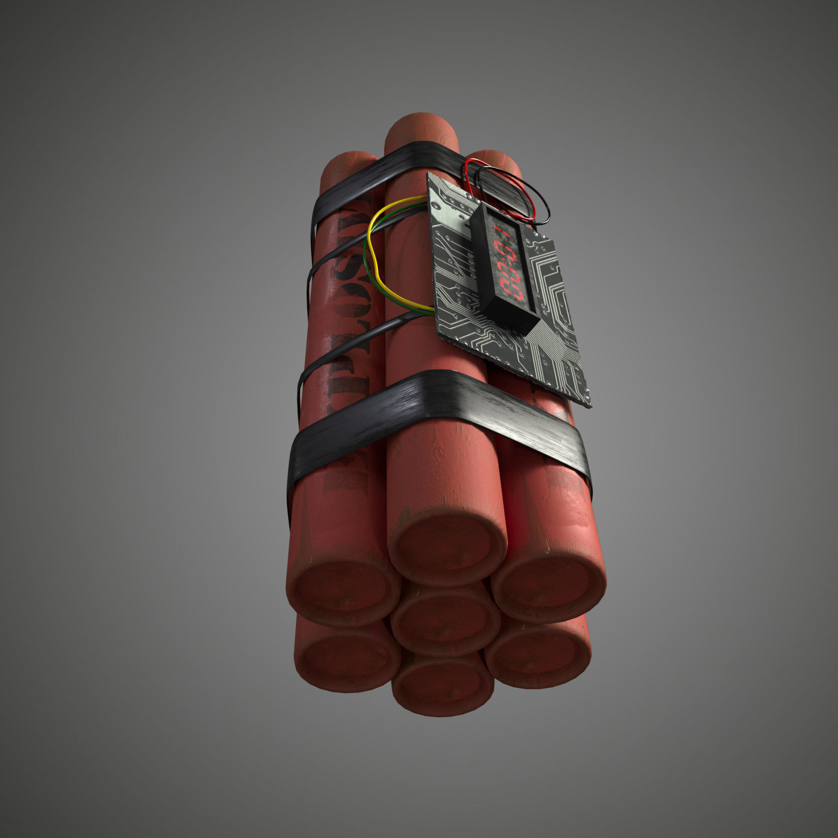 dynamite grenade with timer Low-poly 3D model_9
