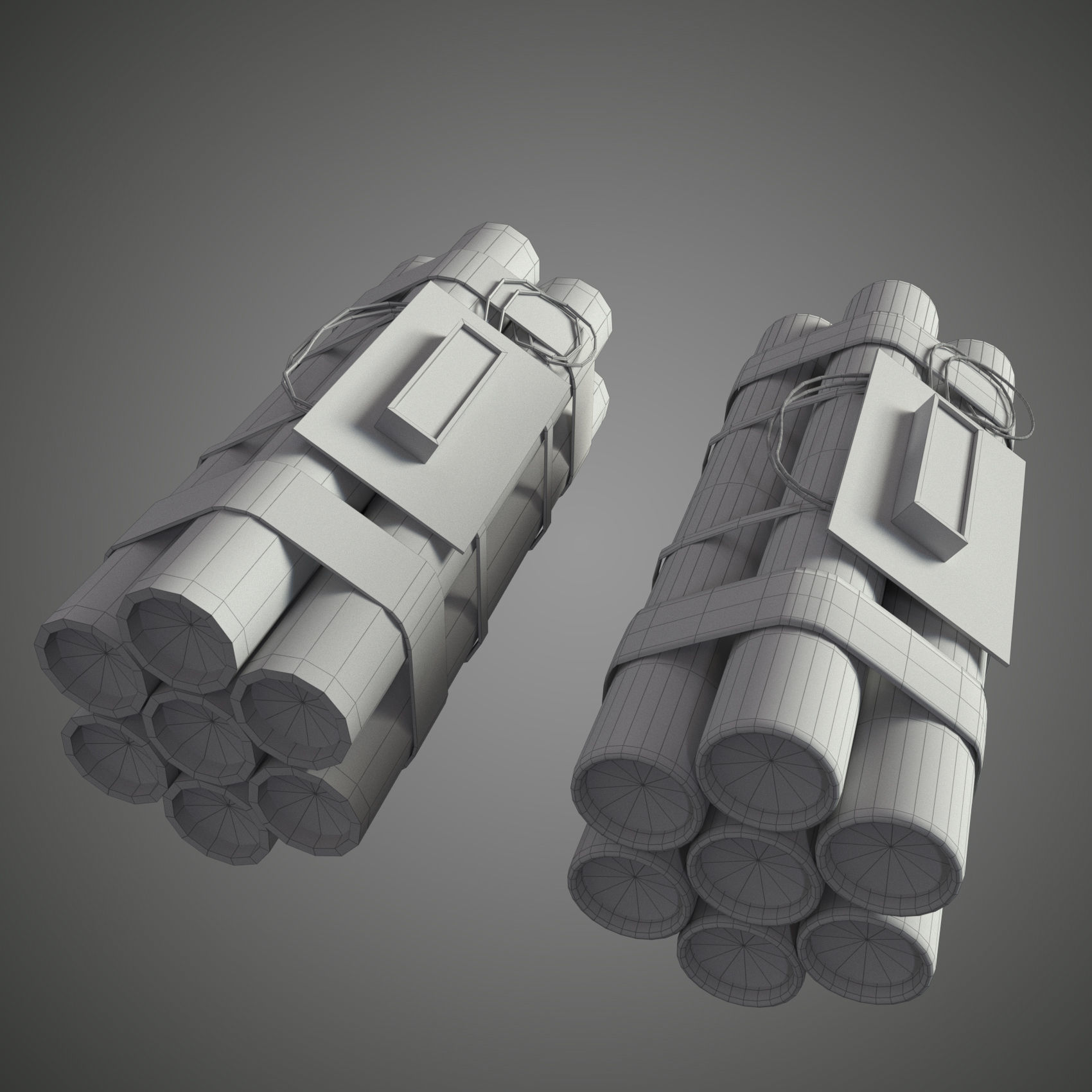 dynamite grenade with timer Low-poly 3D model_20