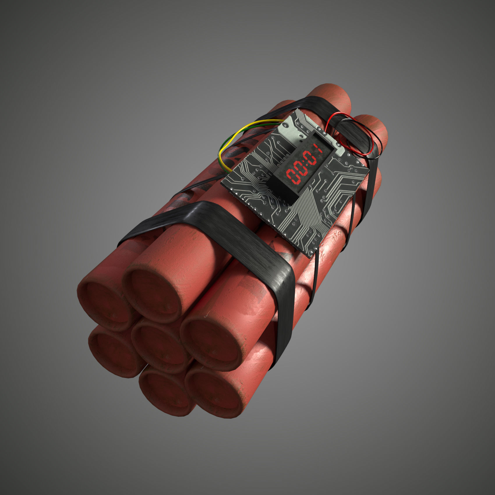 dynamite grenade with timer Low-poly 3D model_1