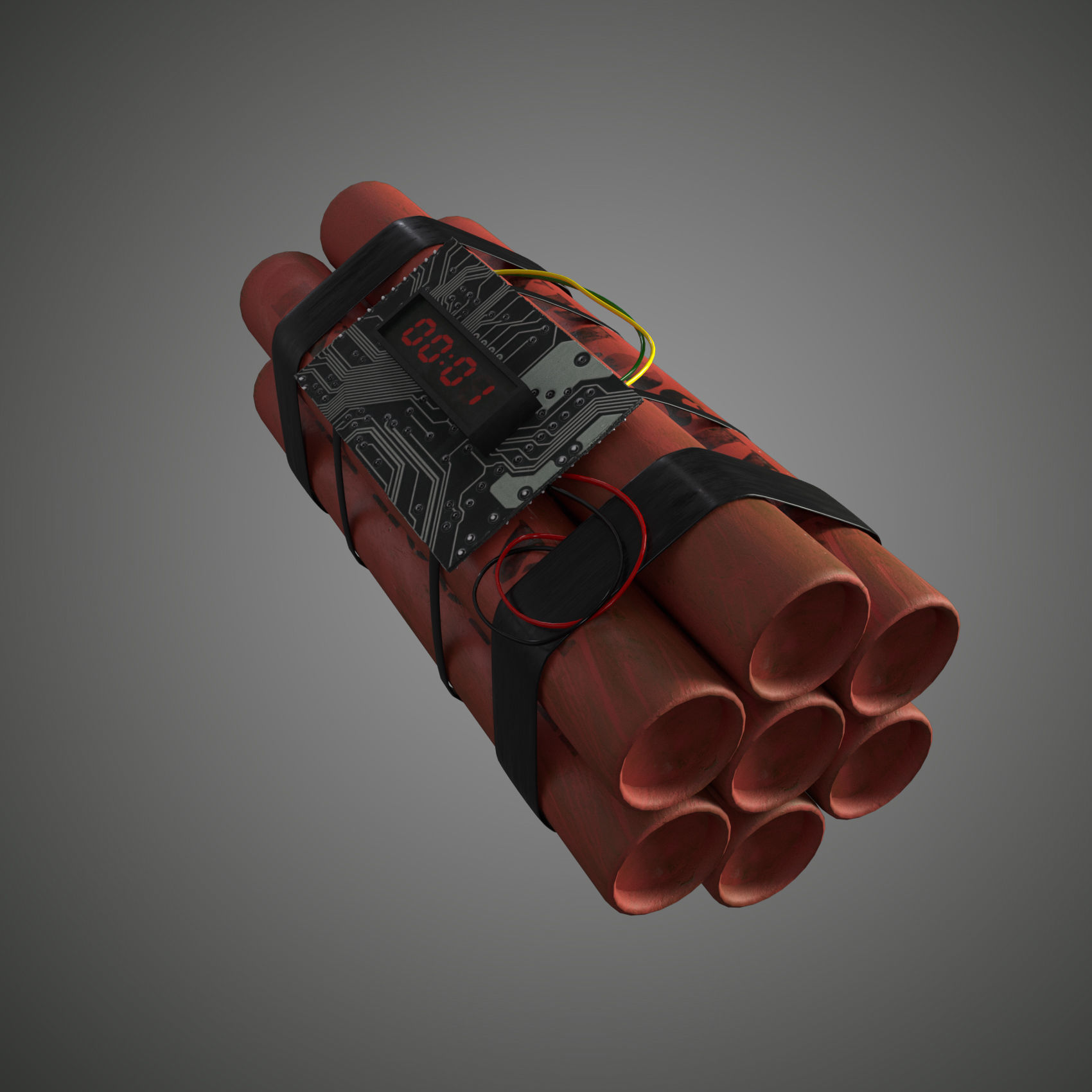 dynamite grenade with timer Low-poly 3D model_14