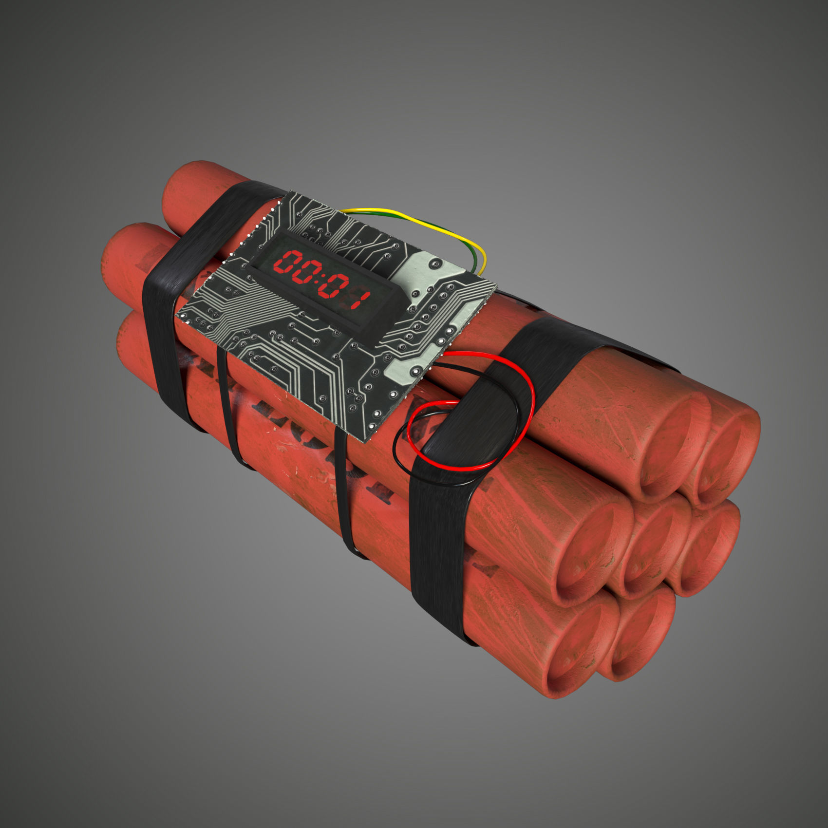 dynamite grenade with timer Low-poly 3D model_6