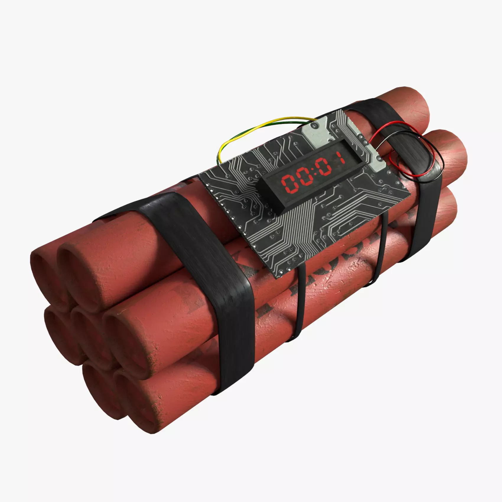 dynamite grenade with timer Low-poly 3D model_0