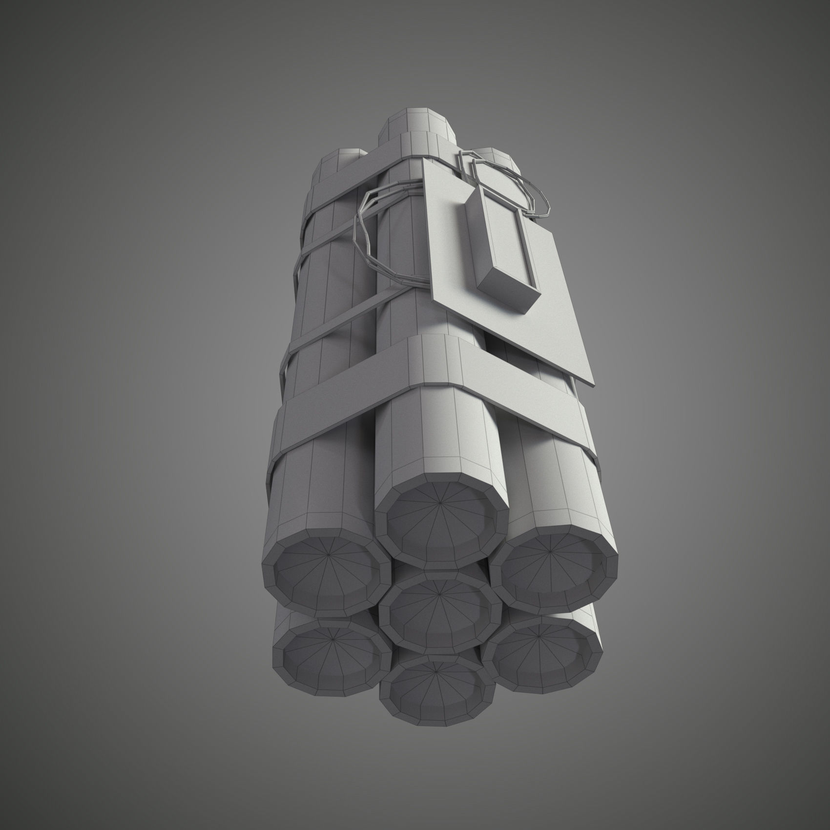 dynamite grenade with timer Low-poly 3D model_22
