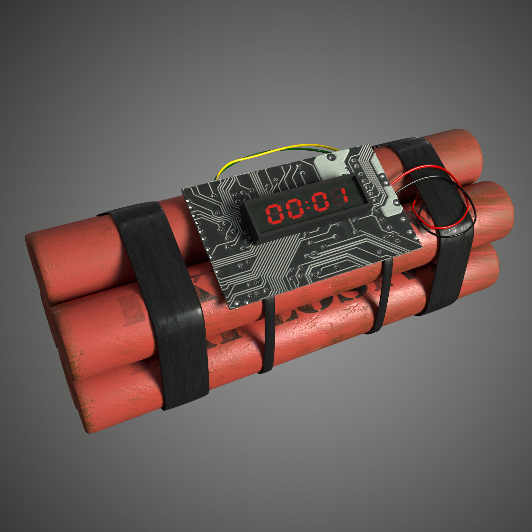 dynamite grenade with timer Low-poly 3D model_5