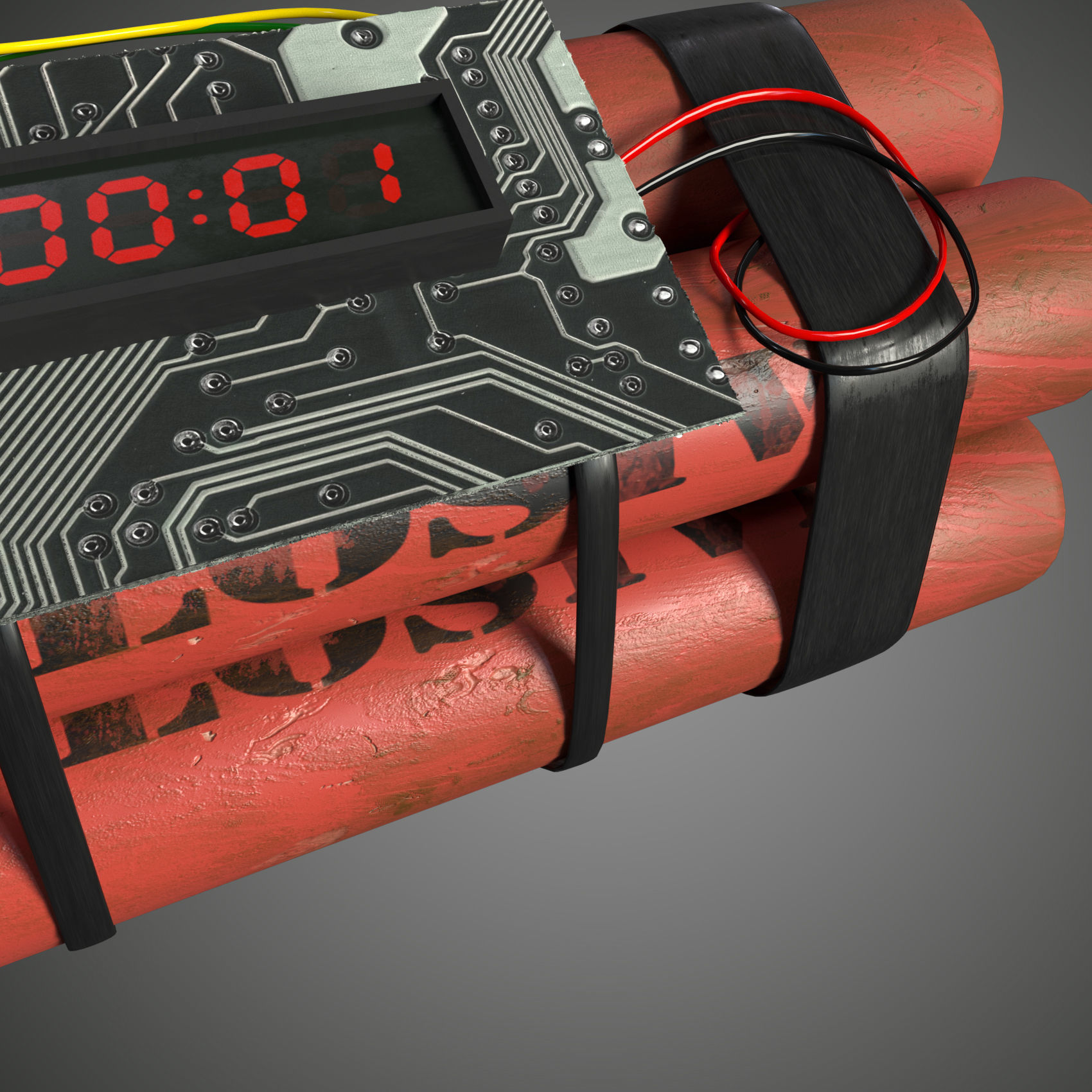 dynamite grenade with timer Low-poly 3D model_4