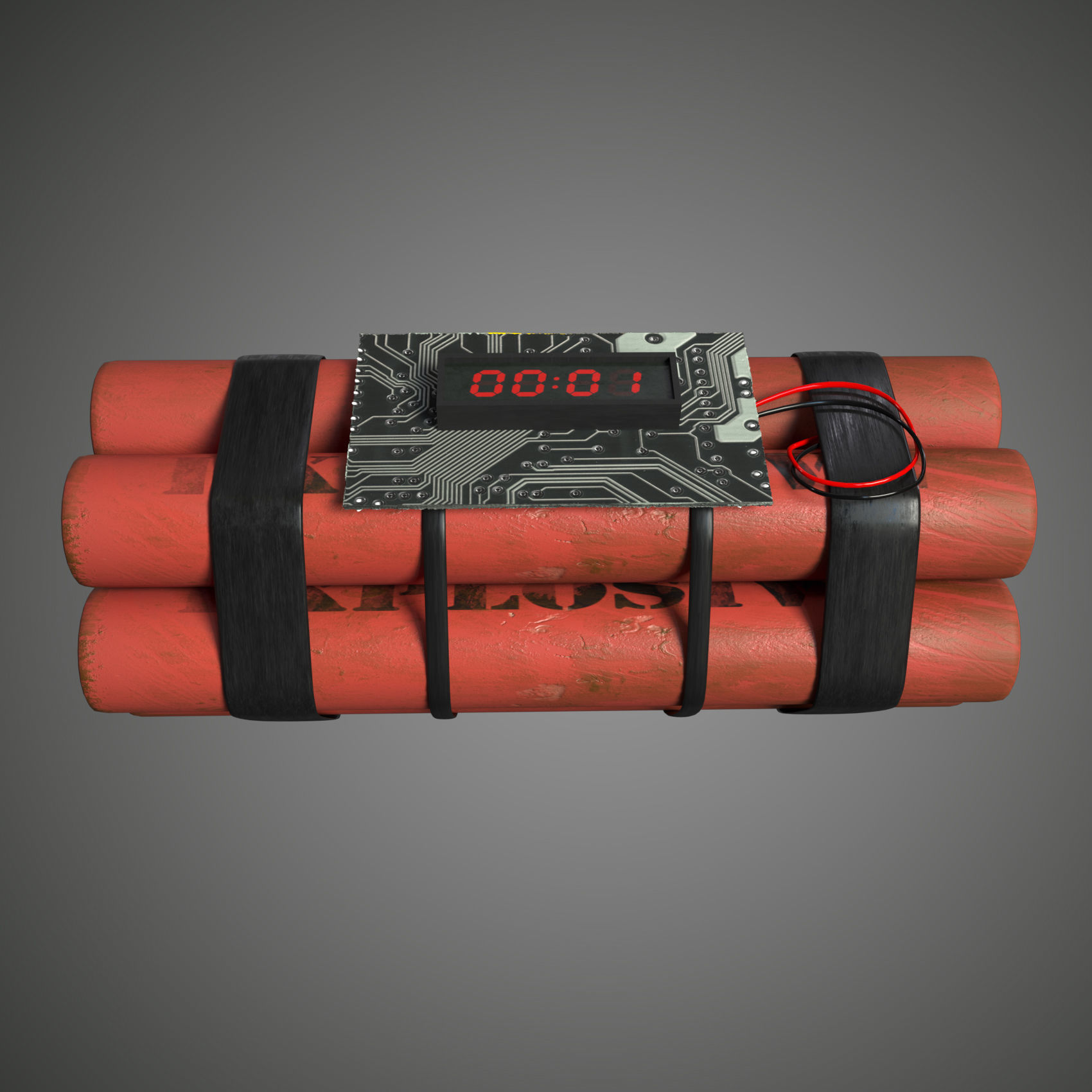 dynamite grenade with timer Low-poly 3D model_8