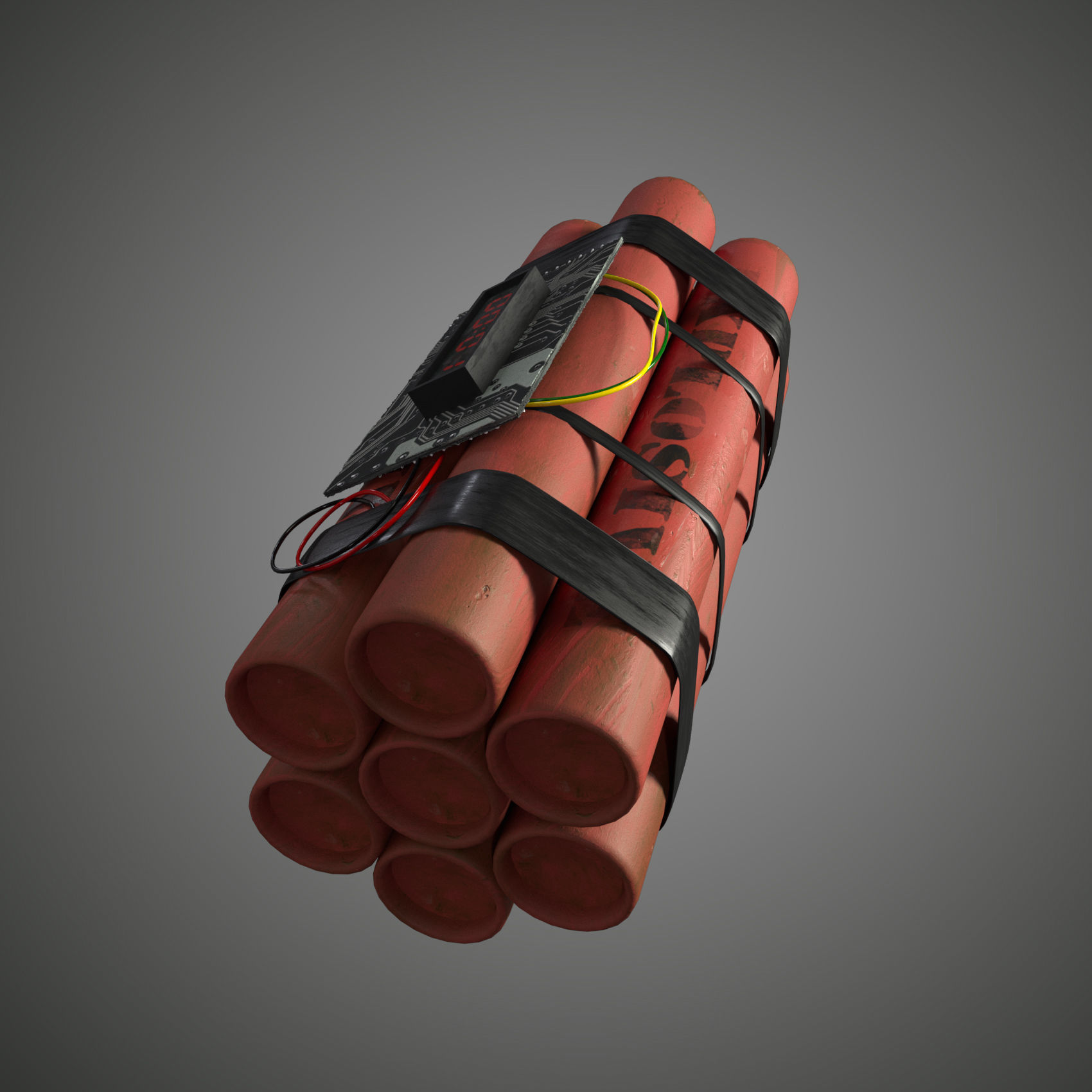 dynamite grenade with timer Low-poly 3D model_15