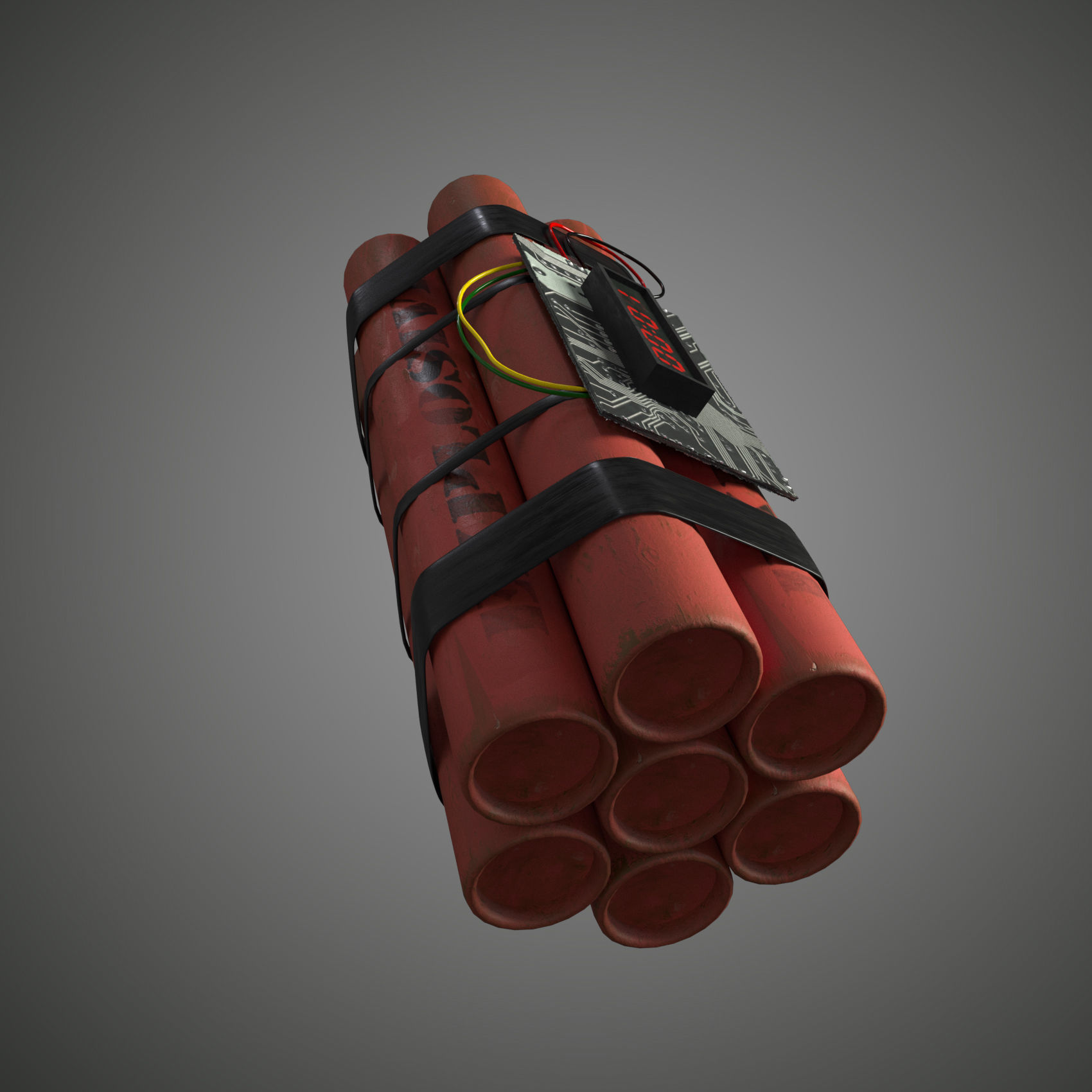 dynamite grenade with timer Low-poly 3D model_19