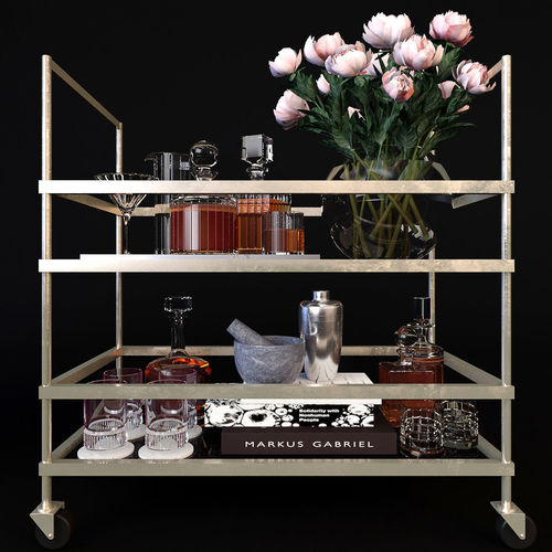 Tray with brandy 3D model