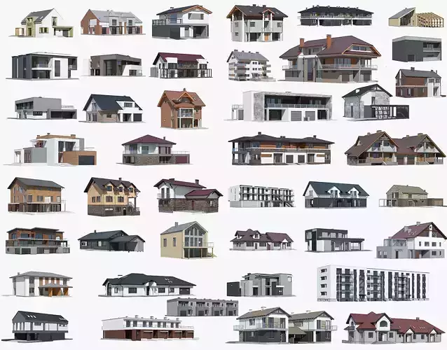 43 Models of Houses 3D Model Collection