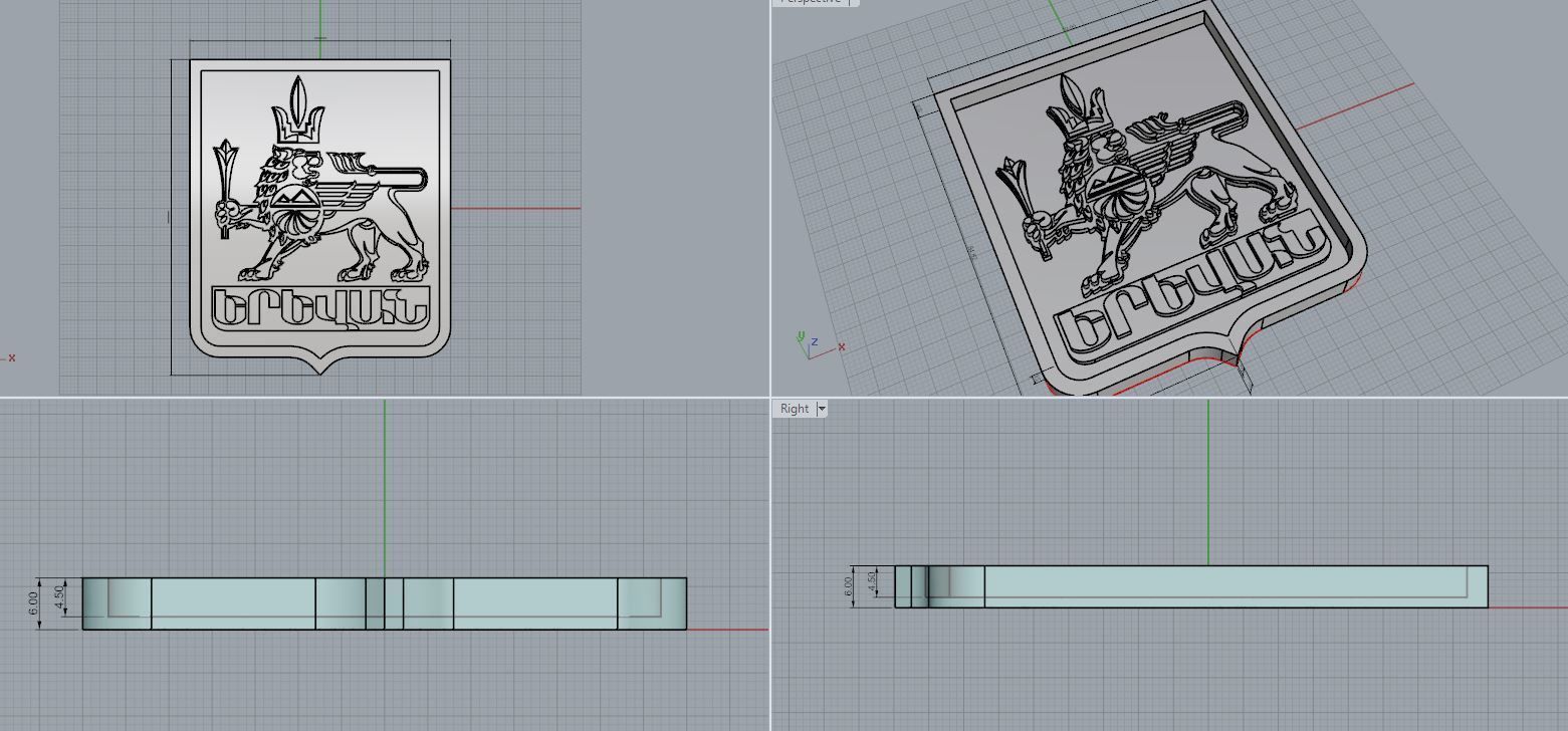 coat of arms Yerevan city 3D print model_3