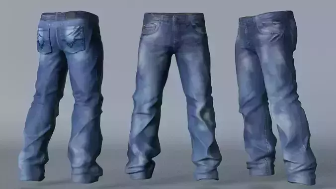 Jeans Trousers  modeled sculpted and textured 3D model