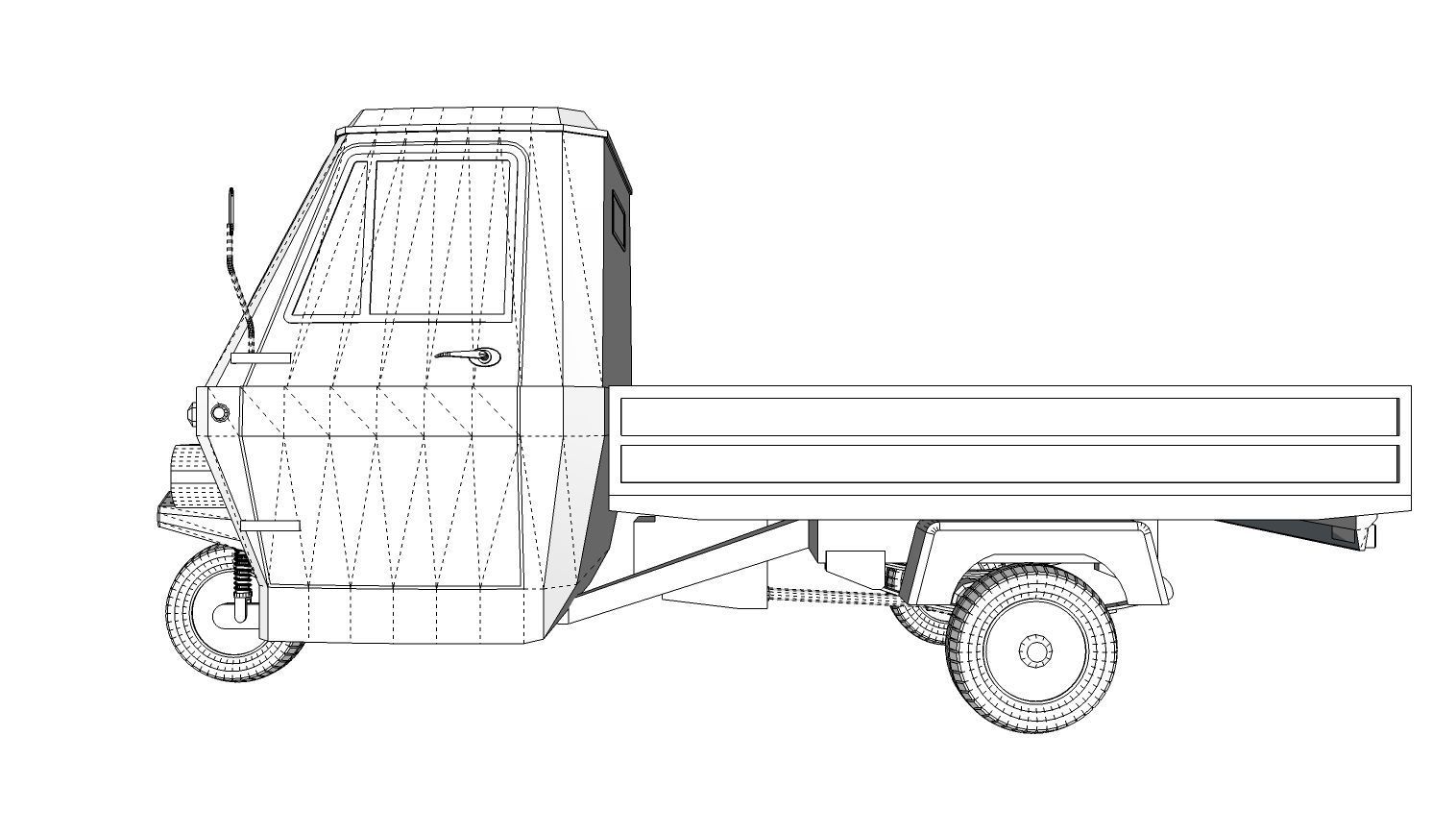 Three Wheel Pickup 3D model_14