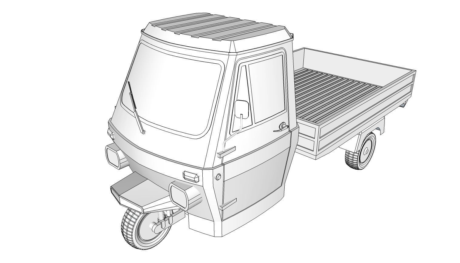Three Wheel Pickup 3D model_12
