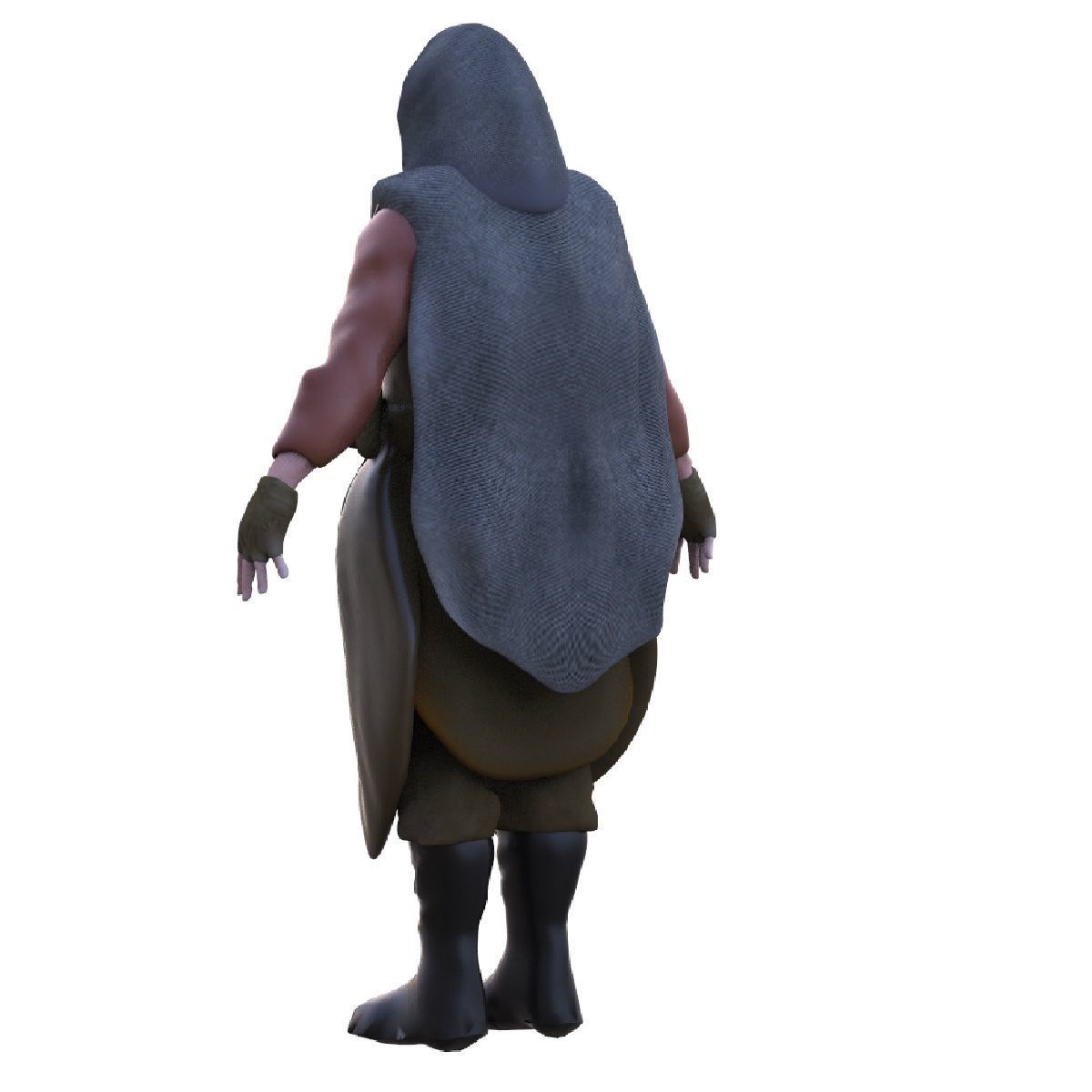 Assassin man in hooded outfit Low-poly 3D model_8