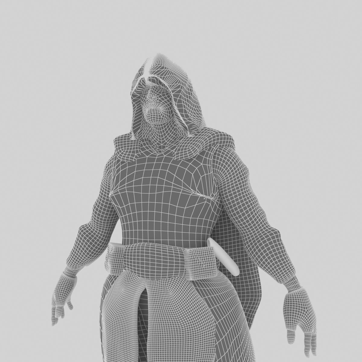 Assassin man in hooded outfit Low-poly 3D model_10
