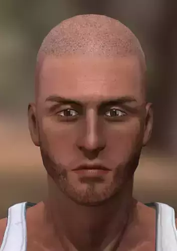 Realistic man game ready with shaved head Low-poly 3D model
