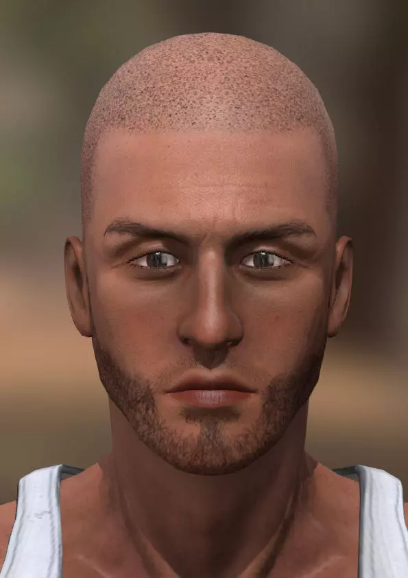 Realistic man game ready with shaved head Low-poly 3D model