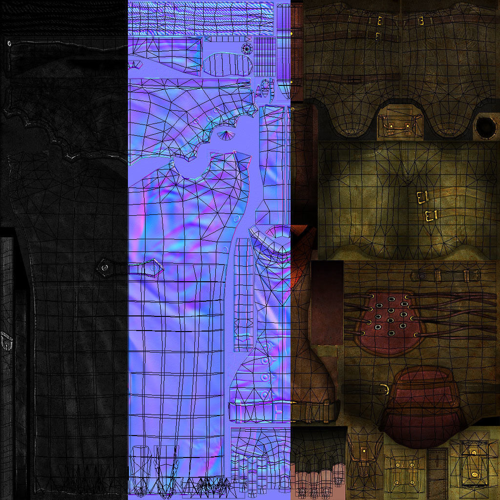 Man Cowboy Leather Coat Wide-Brimmed Hat Game Character Low-poly 3D model_54