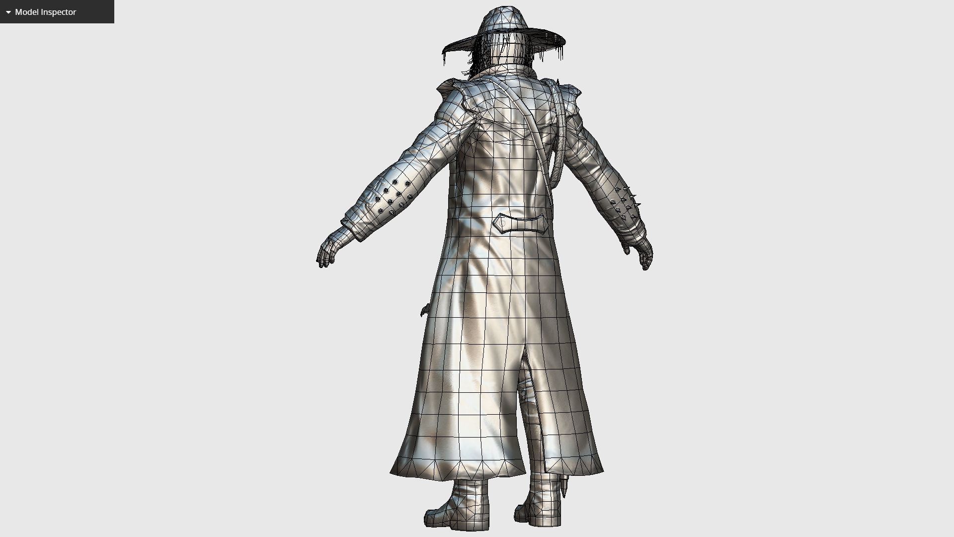 Man Cowboy Leather Coat Wide-Brimmed Hat Game Character Low-poly 3D model_27