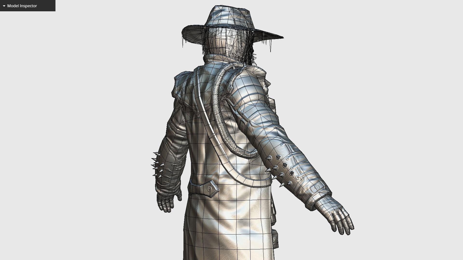 Man Cowboy Leather Coat Wide-Brimmed Hat Game Character Low-poly 3D model_23