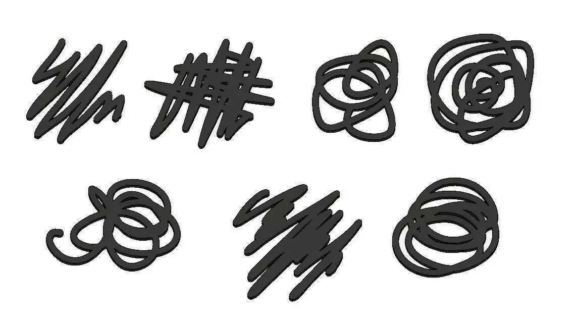 Geometric Shapes and Scribbles Coaster Set 3D print model_0