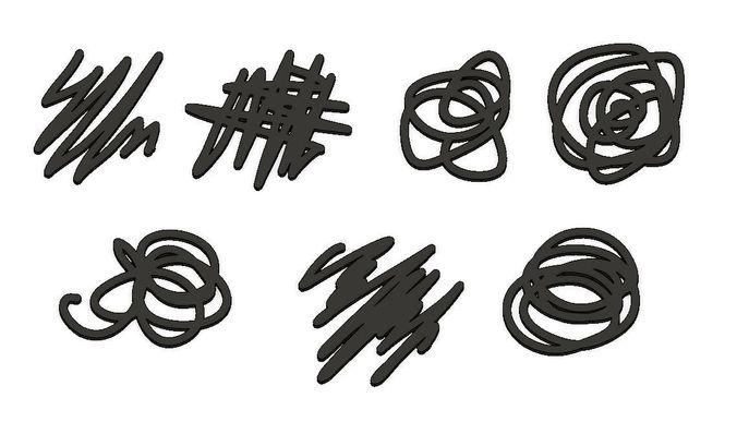 Geometric Shapes and Scribbles Coaster Set 3D print model