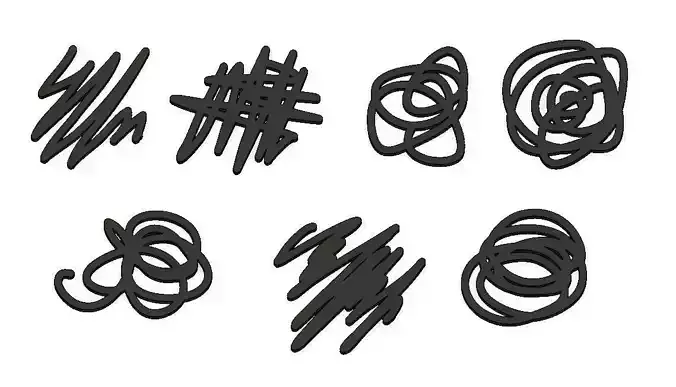 Geometric Shapes and Scribbles Coaster Set 3D print model