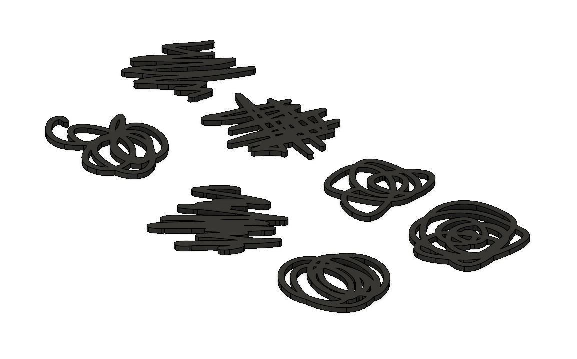 Geometric Shapes and Scribbles Coaster Set 3D print model_10