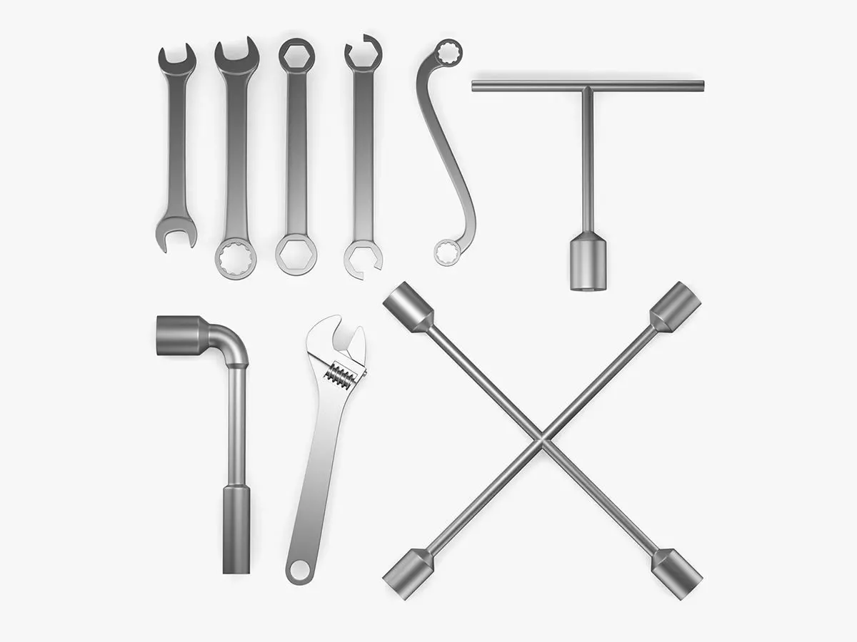 9 Wrenches Collection wrench 3D model_0