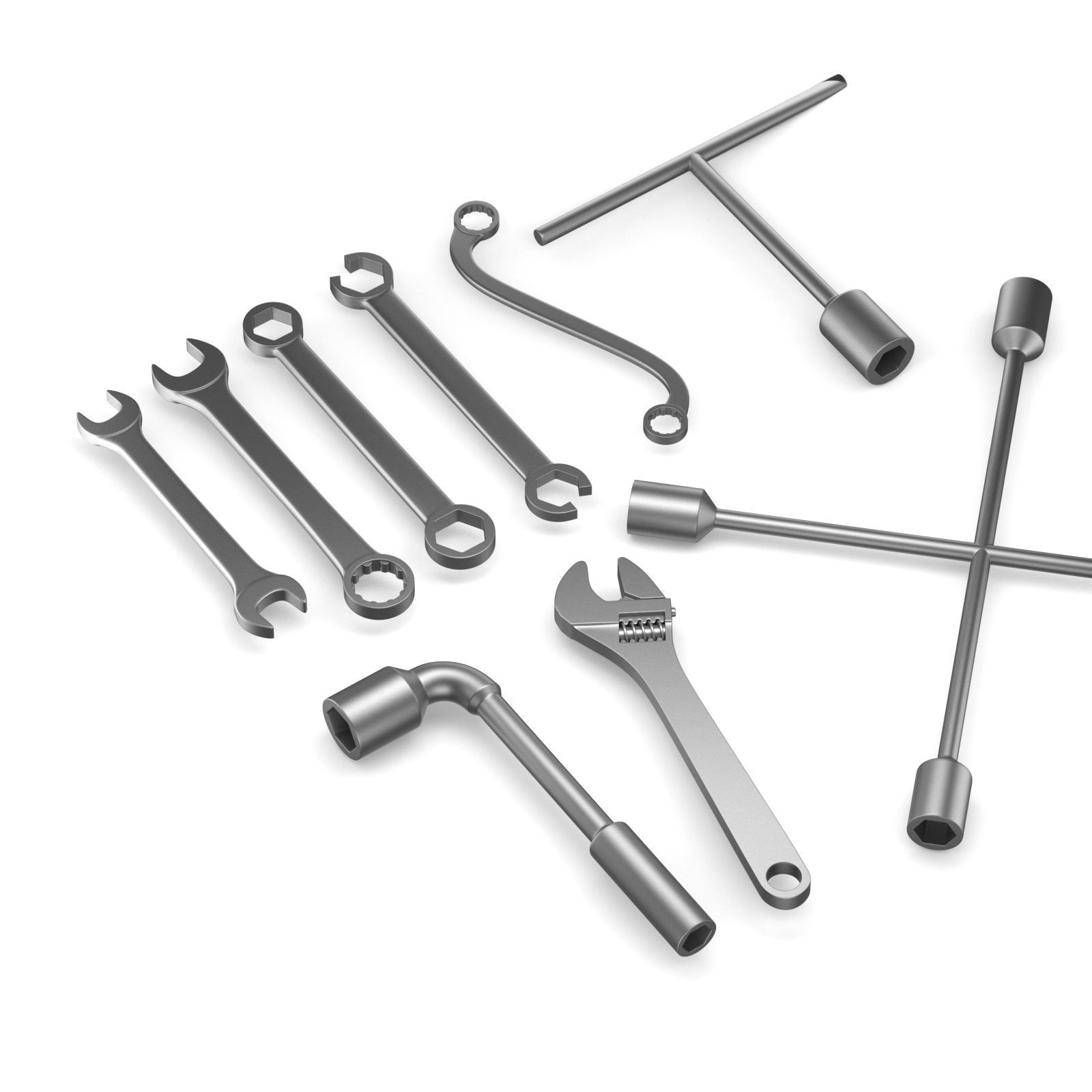 9 Wrenches Collection wrench 3D model_2