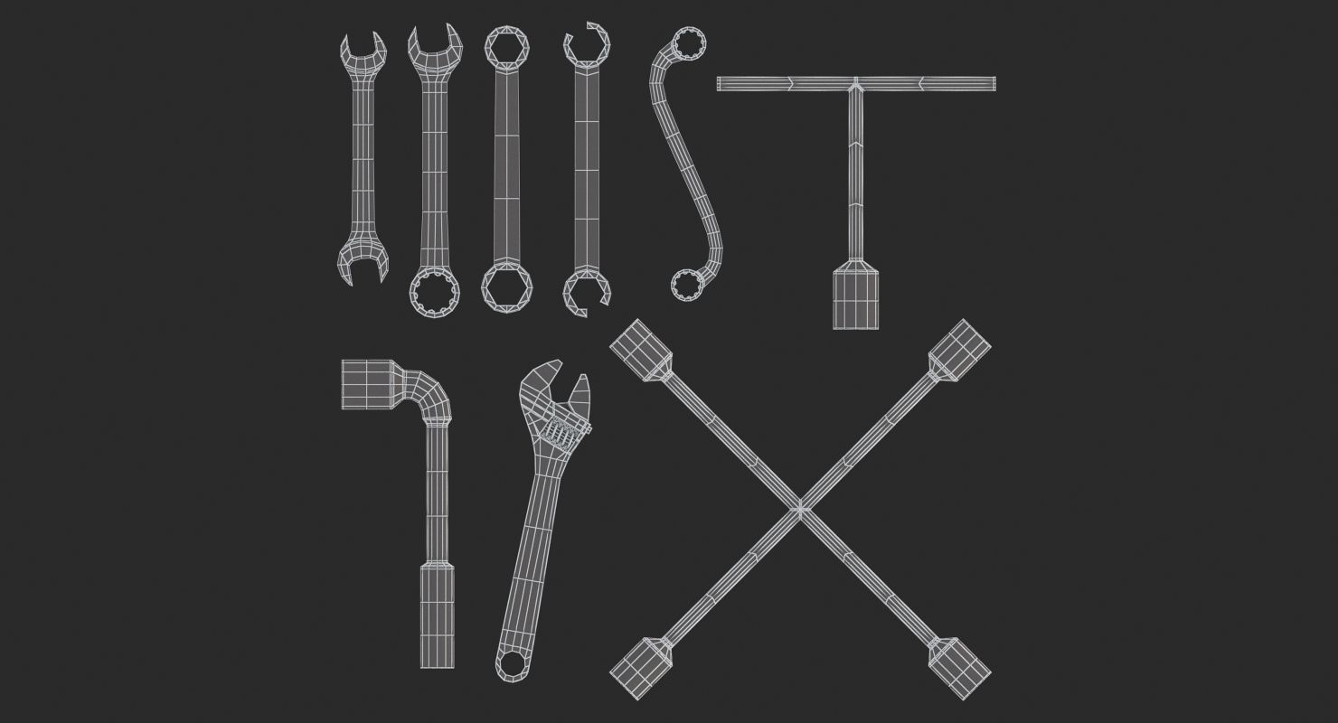 9 Wrenches Collection wrench 3D model_12