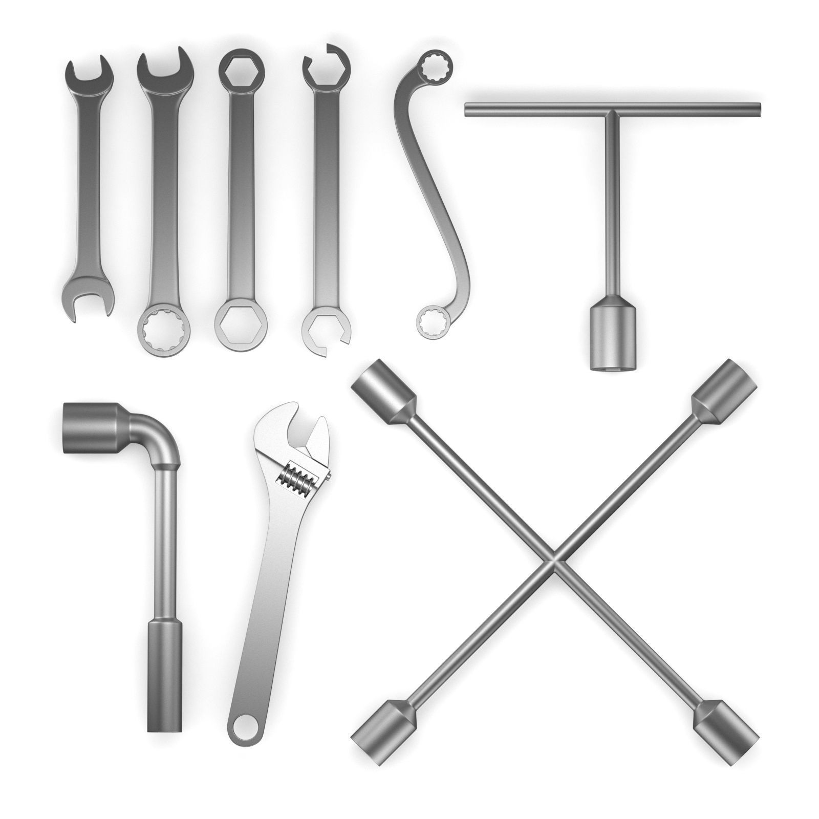 9 Wrenches Collection wrench 3D model_1