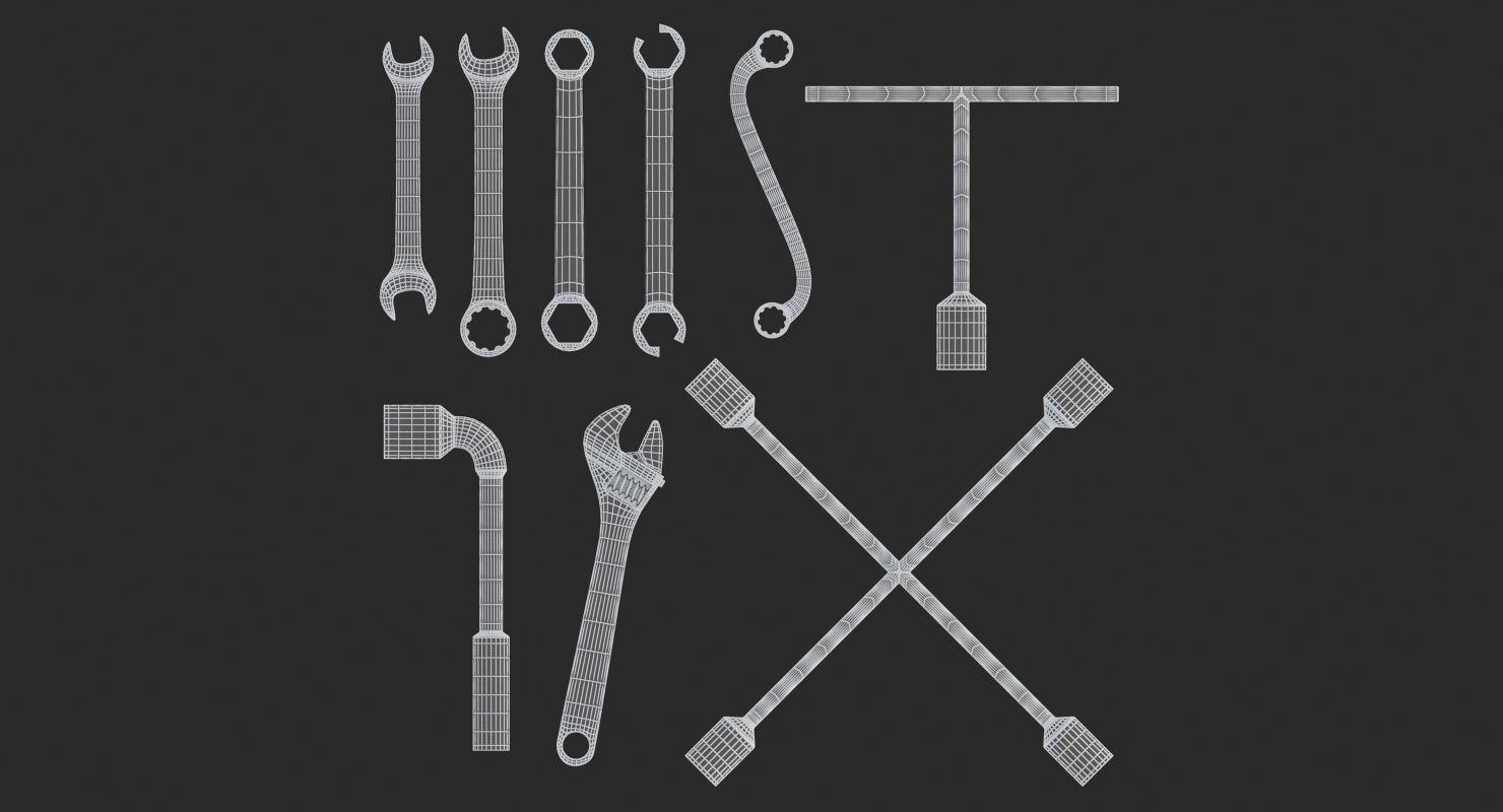 9 Wrenches Collection wrench 3D model_13