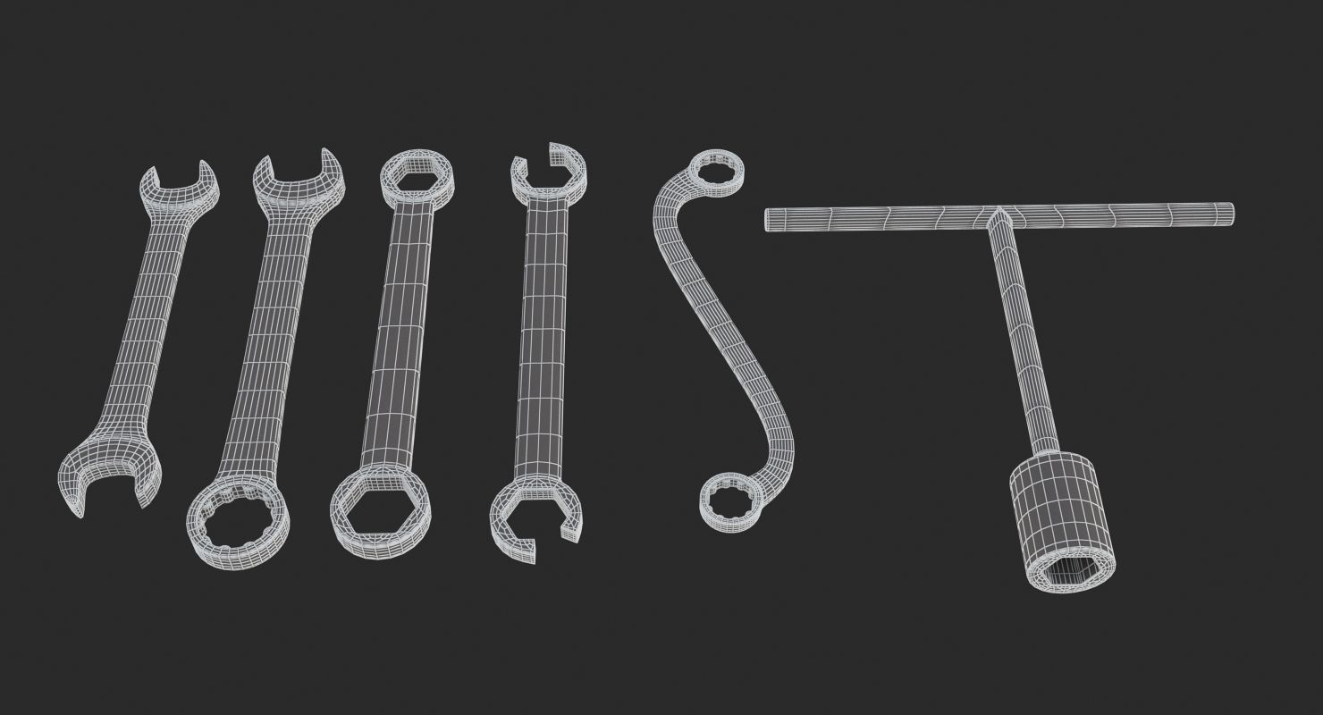 9 Wrenches Collection wrench 3D model_15