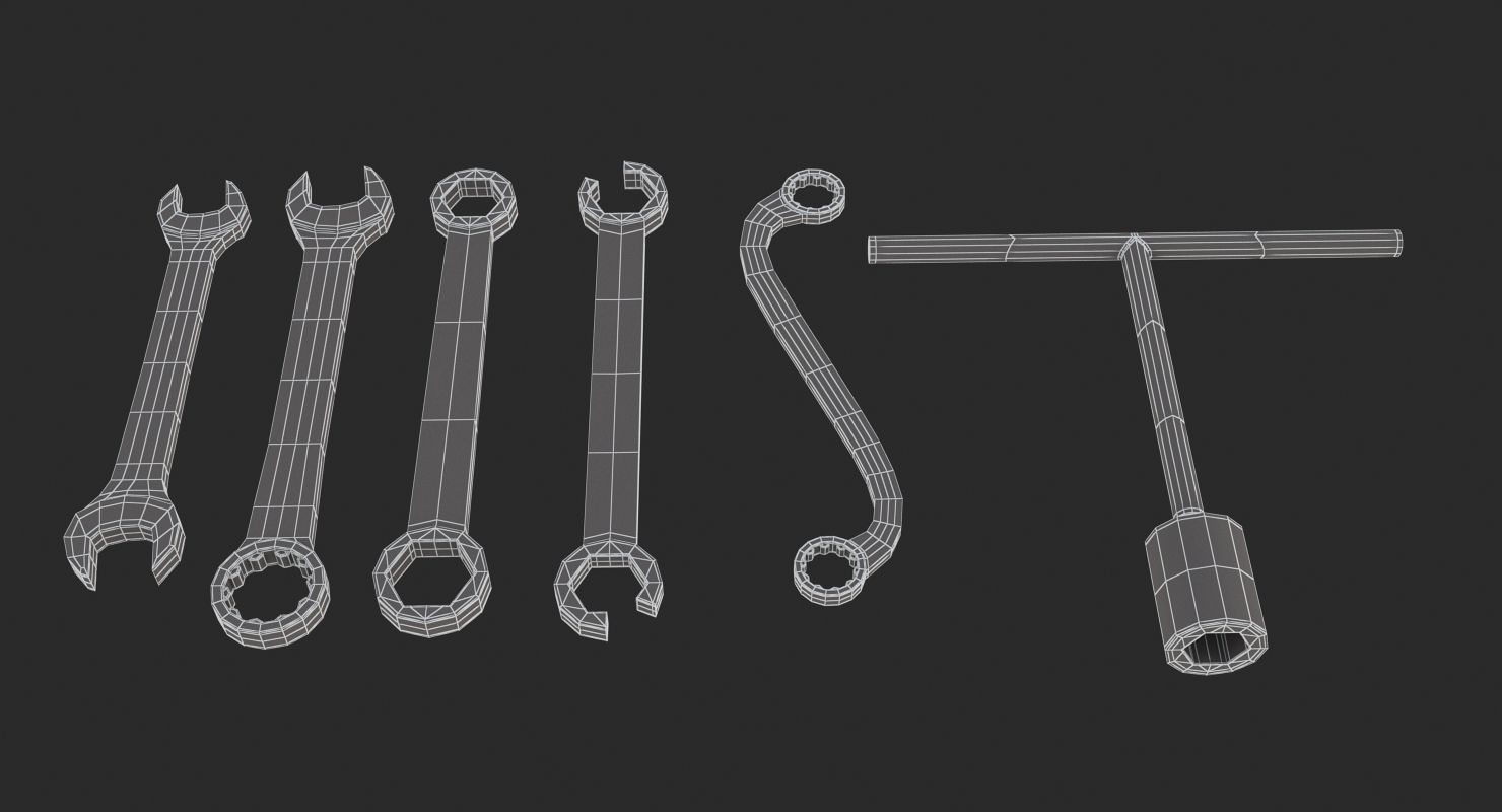 9 Wrenches Collection wrench 3D model_14